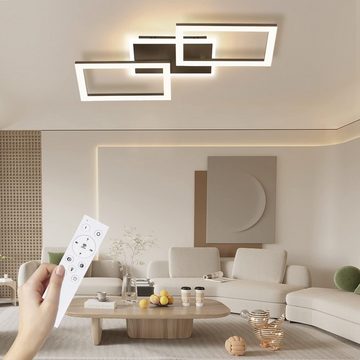 ZMH LED Deckenleuchte Drei Rechtecken Kristall Modern LEDs für Schlafzimmer 57*48cm, Dimmbar, LED fest integriert, warmweiß-kaltweiß, Schwarz