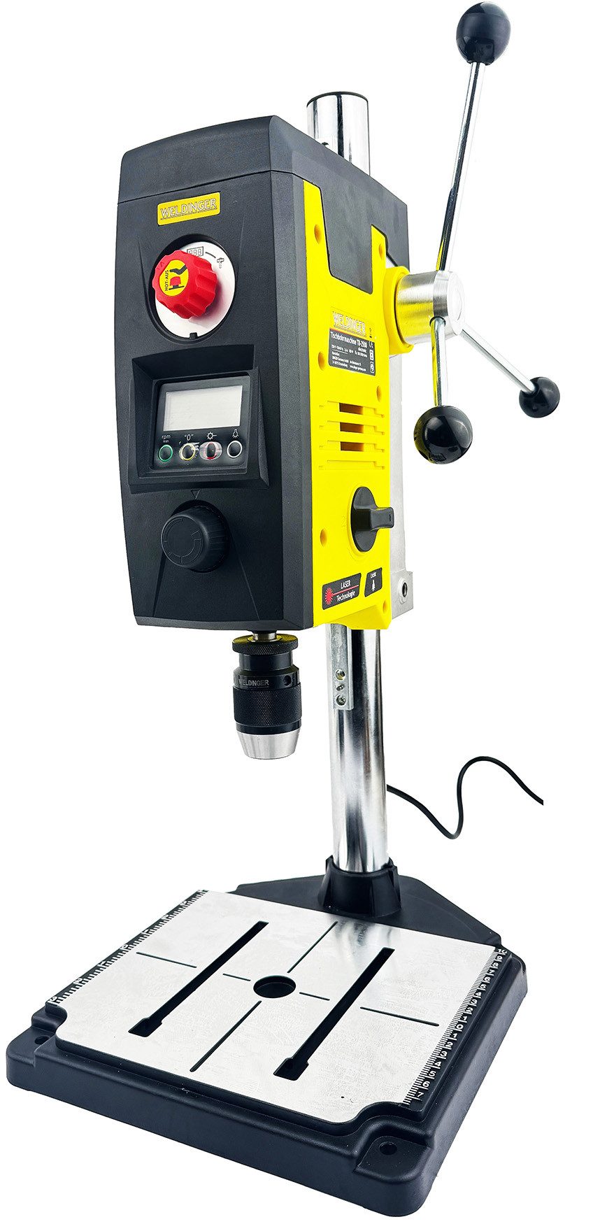 WELDINGER Tischbohrmaschine Tischbohrmaschine TB-2500 electronic 200-2500 U/min 800 W Laserfokus, 230 V V, max. 2500 U/min, (Standard)