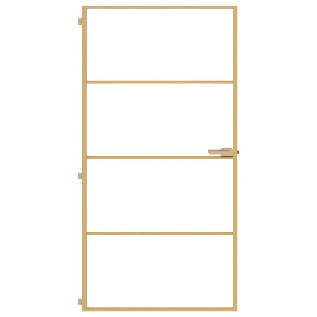 vidaXL Haustür Innentür Schlank Golden 102,5x201,5 cm Hartglas und Aluminium (1-St)