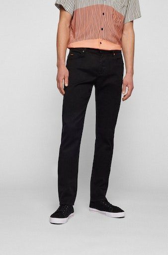BOSS ORANGE Slim-fit-Jeans Delaware BC-L-C mit Leder-Markenlabel am  hinteren Bundabschluss, Mit Leder-Markenlabel am hinteren Bundabschluss