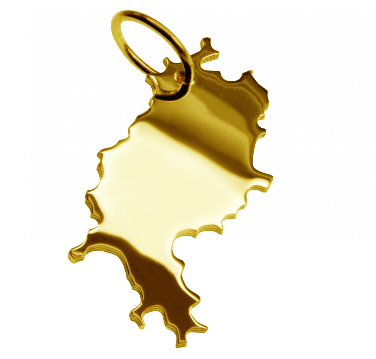 Kettenanhänger Anhänger der Landkarte Hessen in massiv 585 Gelbgold