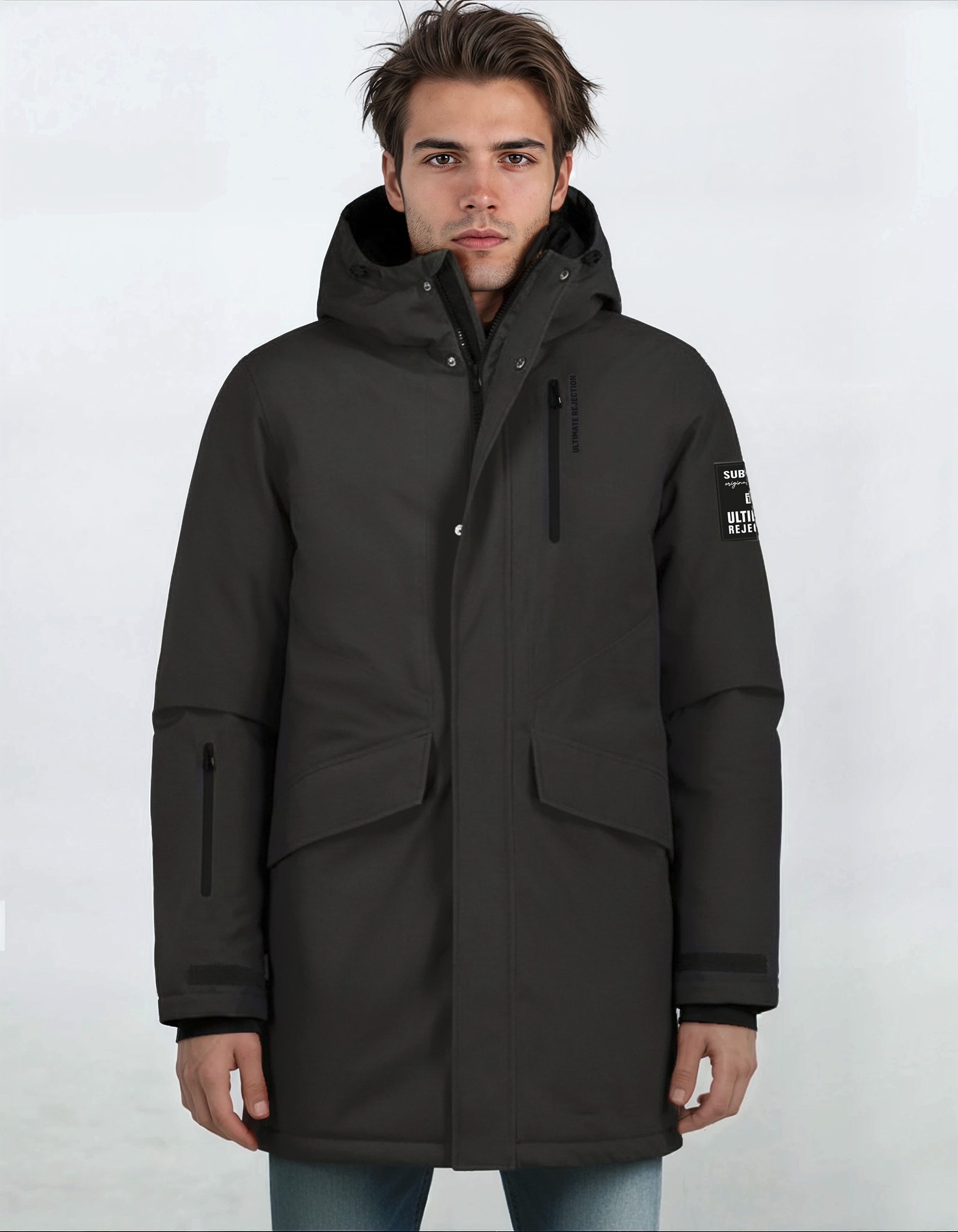 SUBLEVEL Parka Herren Winterjacke Jacke Warm Modern lang Mantel mit Kapuze