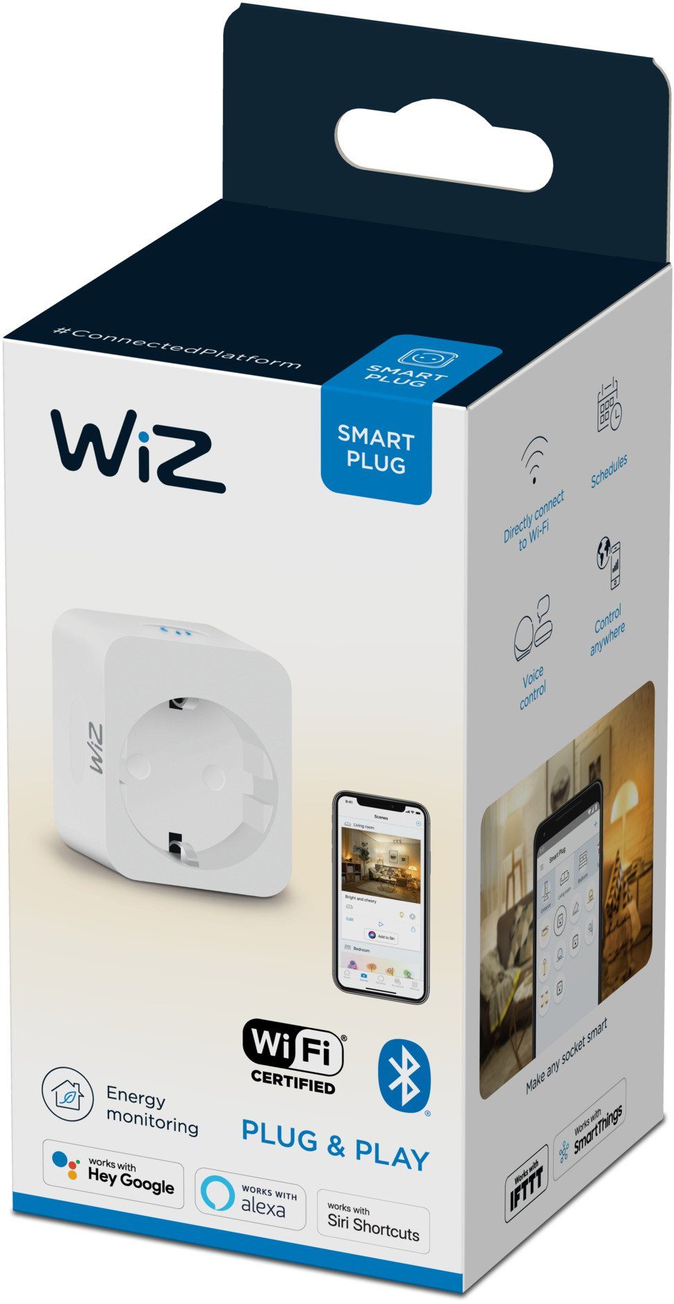 mit Sprachsteuerung Smart Einfaches WiZ inkl. Steckdose Plug-and-Play; Einzelpack, Powermeter 1-St., Plug kompatibel SmartThings;