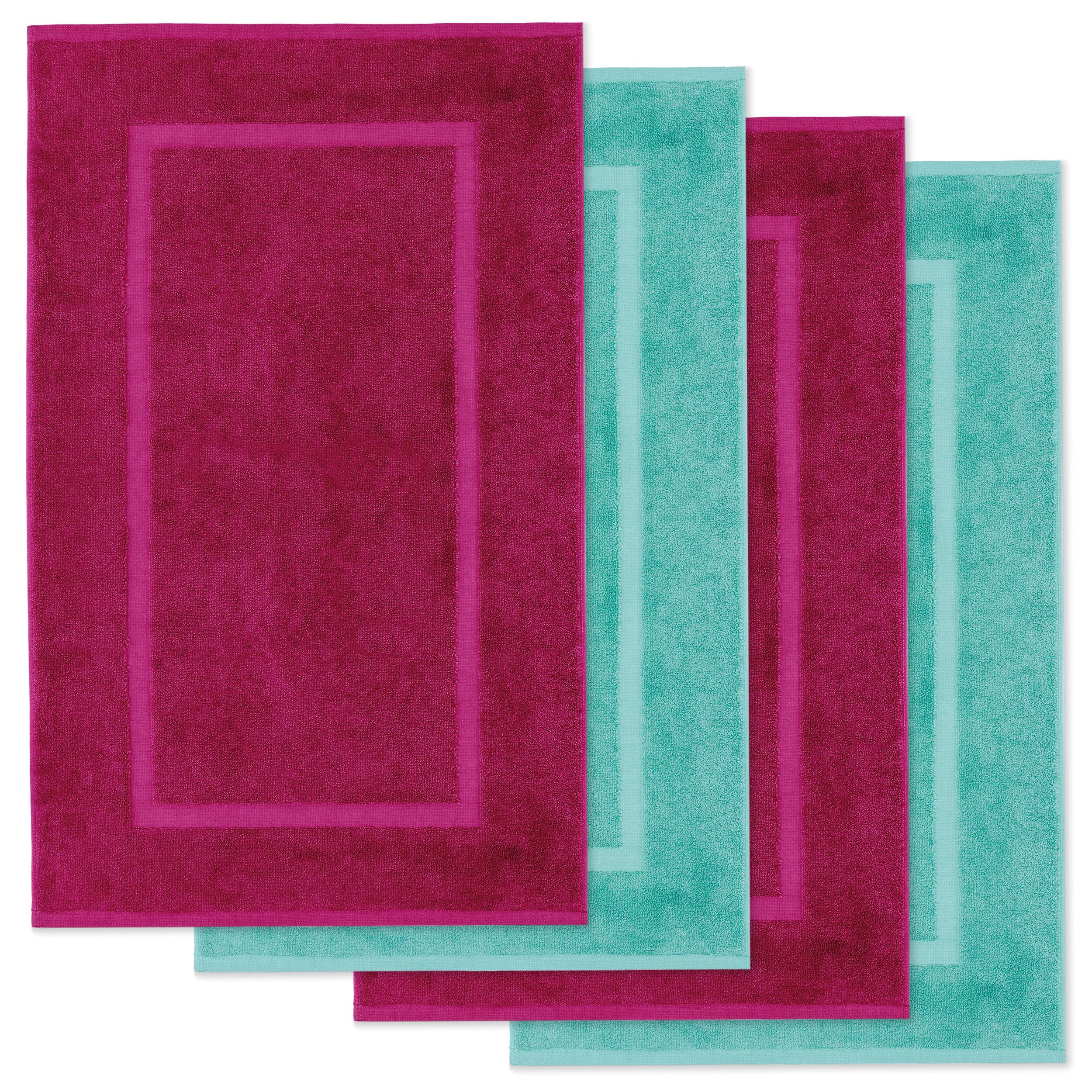 Lavea Badematte 4er Set Elena-Frottierserie 50x80 cm, 100% Baumwolle, 500 g/m² Frottier, weich & saugstark, pflegeleicht