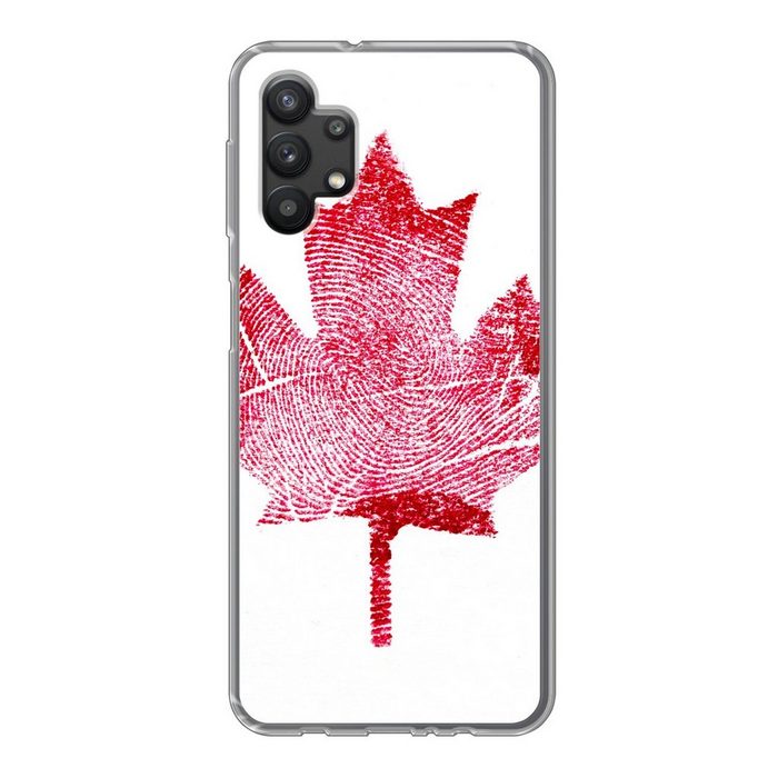 MuchoWow Handyhülle Kanadas Nationalflagge aus Daumenabdrücken Handyhülle Samsung Galaxy A32 5G Smartphone-Bumper Print Handy