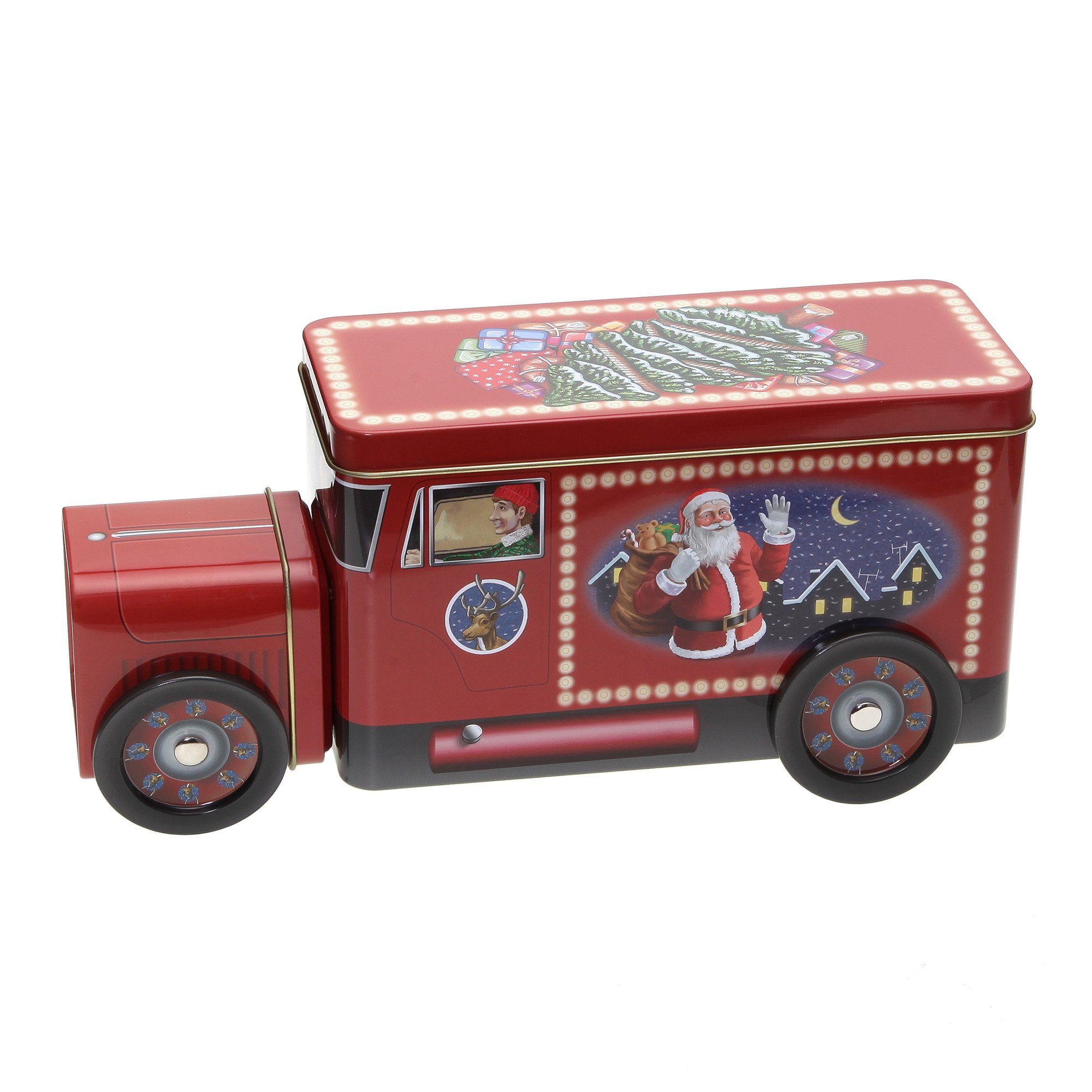 POWERHAUS24 Keksdose Santas Truck winterliche Blechdose, Keksdose, Blech, (Einzelstück), Gebäckdose