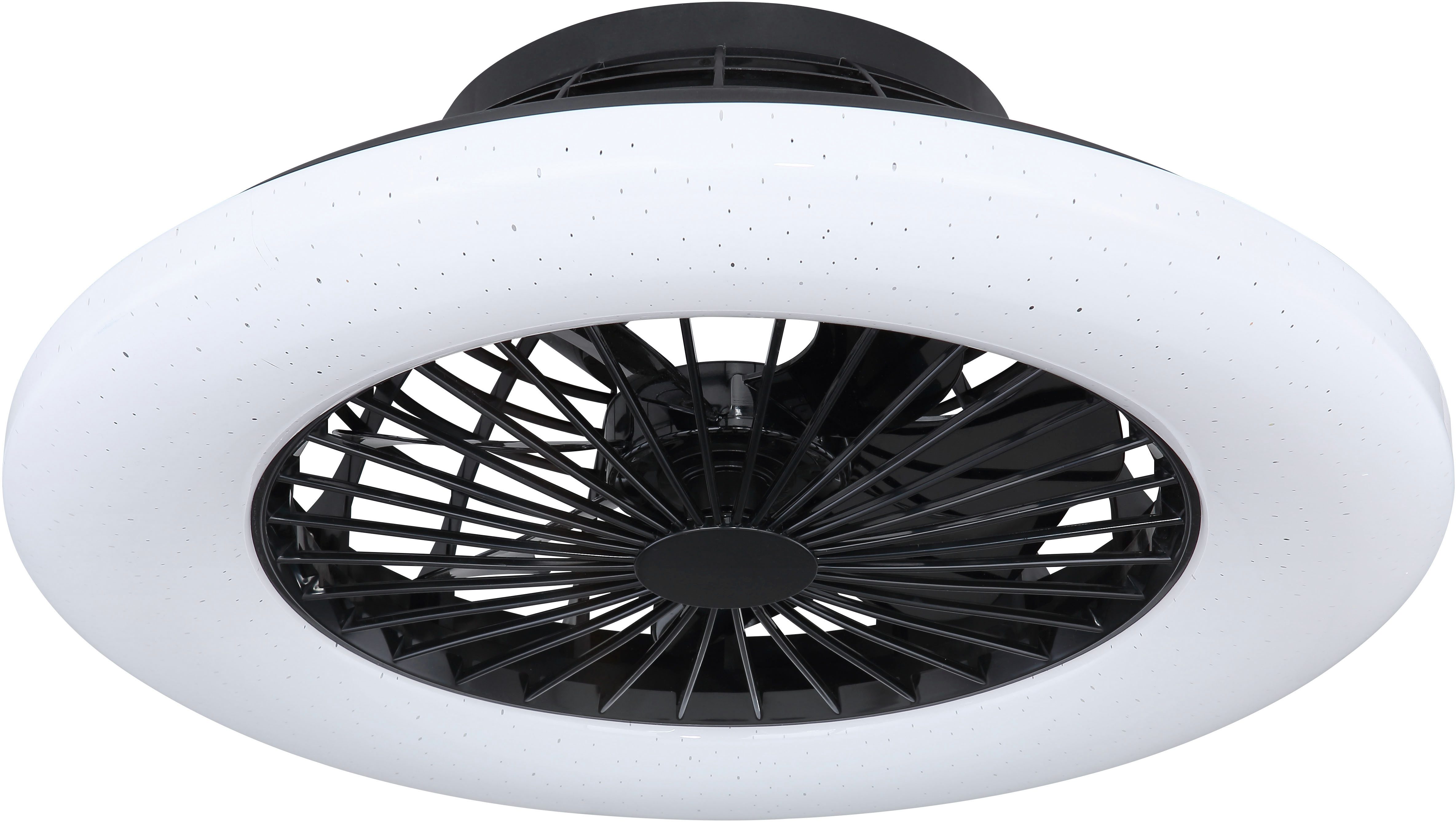 GLOBO LIGHTING Deckenleuchte TRAVO, Dimmfunktion, Fernbedienung, Infrarot inkl., Memoryfunktion, Nachtlichtfunktion, Timerfunktion, Ventilatorfunktion, mehrere Helligkeitsstufen, LED fest integriert, Ventilator/ Küche / Wohnbereich / Schlafzimmer /schwarz / Flügel innen