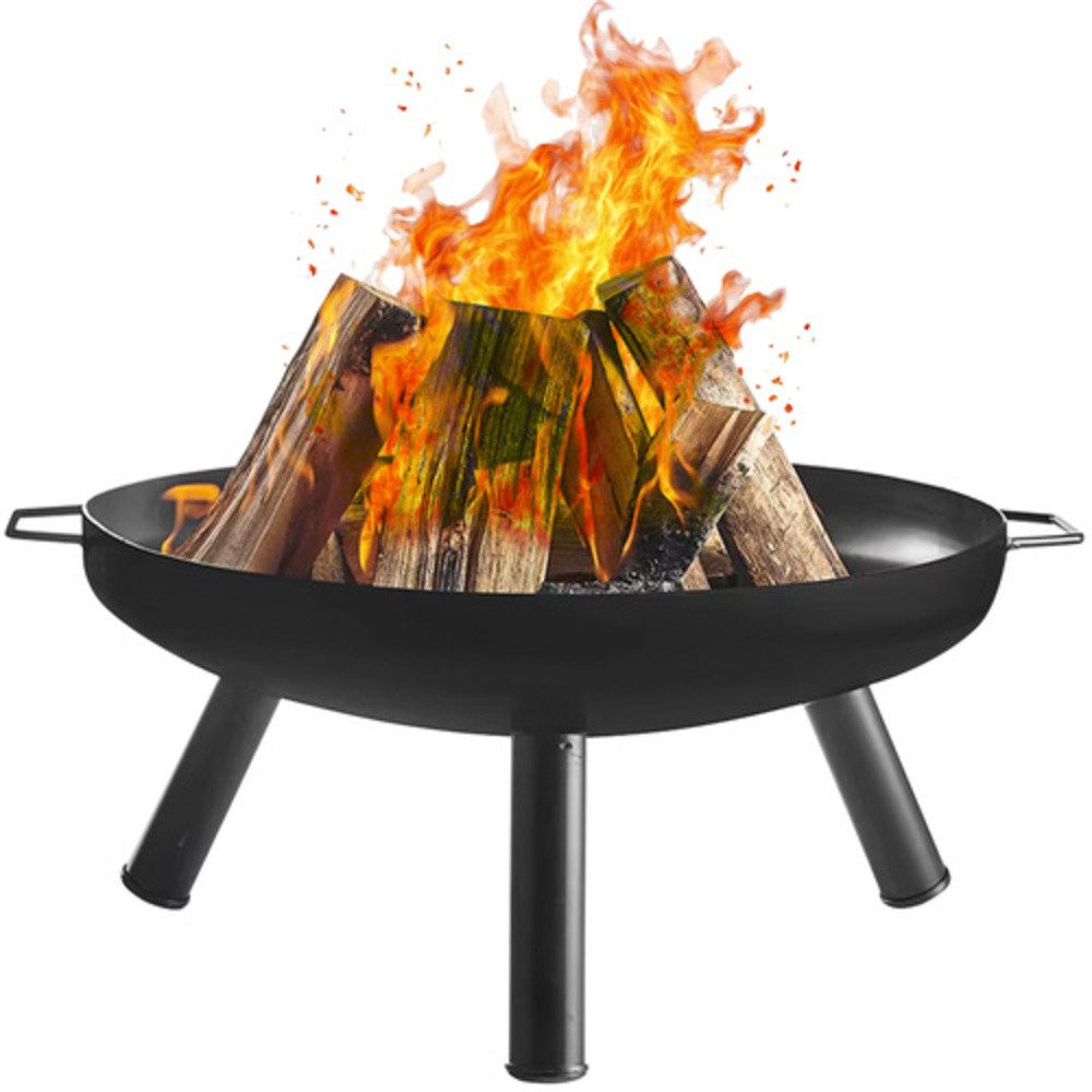 Kaminer Feuerstelle Gartenfeuerstelle Feuerkorb, (Spar-Set, 1-St., Tragegriffe), rutschfest und mit Schutzhüllen ausgestattet, verhindern Kratzer