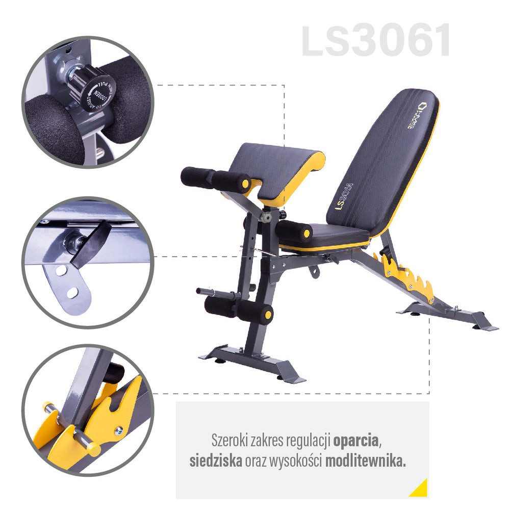 HMS Premium Hantelbank Trainingsbank 4 in 1, (Spar-Set, 1-tlg., Homegym), perfekt für effektive Workouts zu Hause mit Lang- und Kurzhanteln