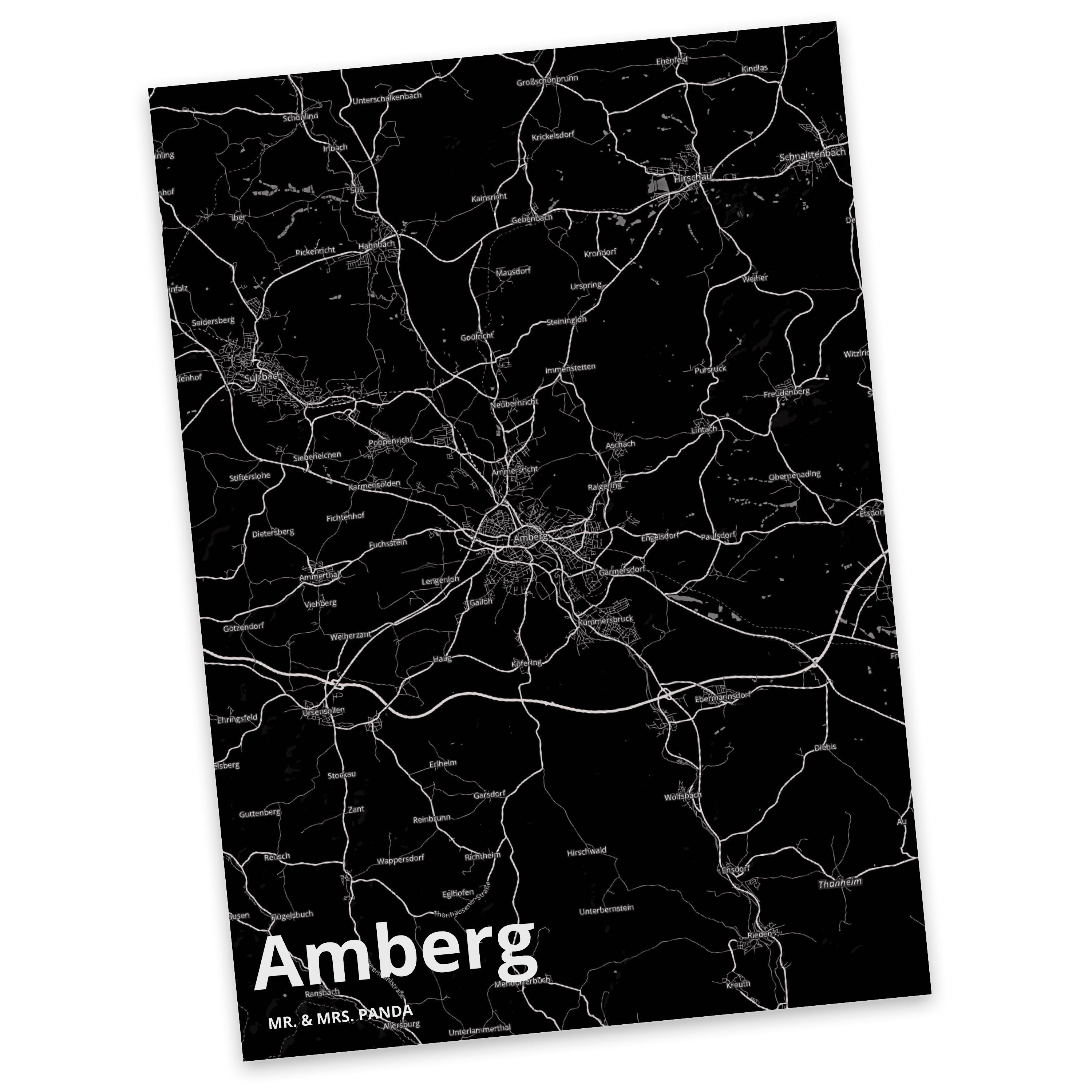 Landkarte Stadt & Karte Karte, Postkarte M - Geschenk, Amberg Dorf Mrs. Geschenkkarte, Mr. Panda