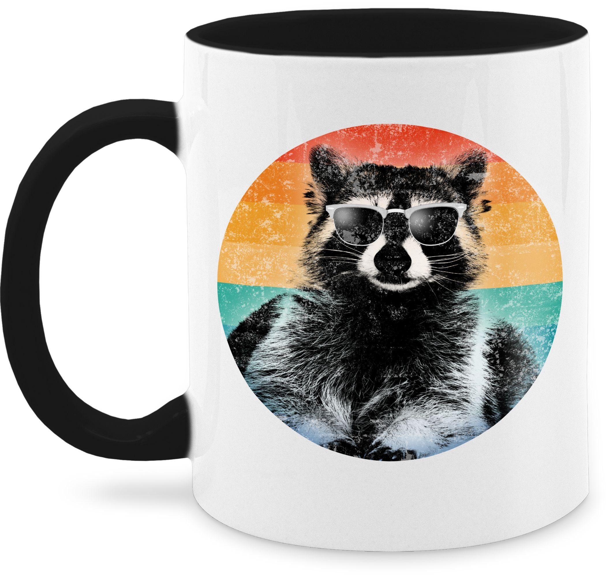 Shirtracer Tasse Cooler Waschbär Raccoon, Keramik, Statement 1 Schwarz
