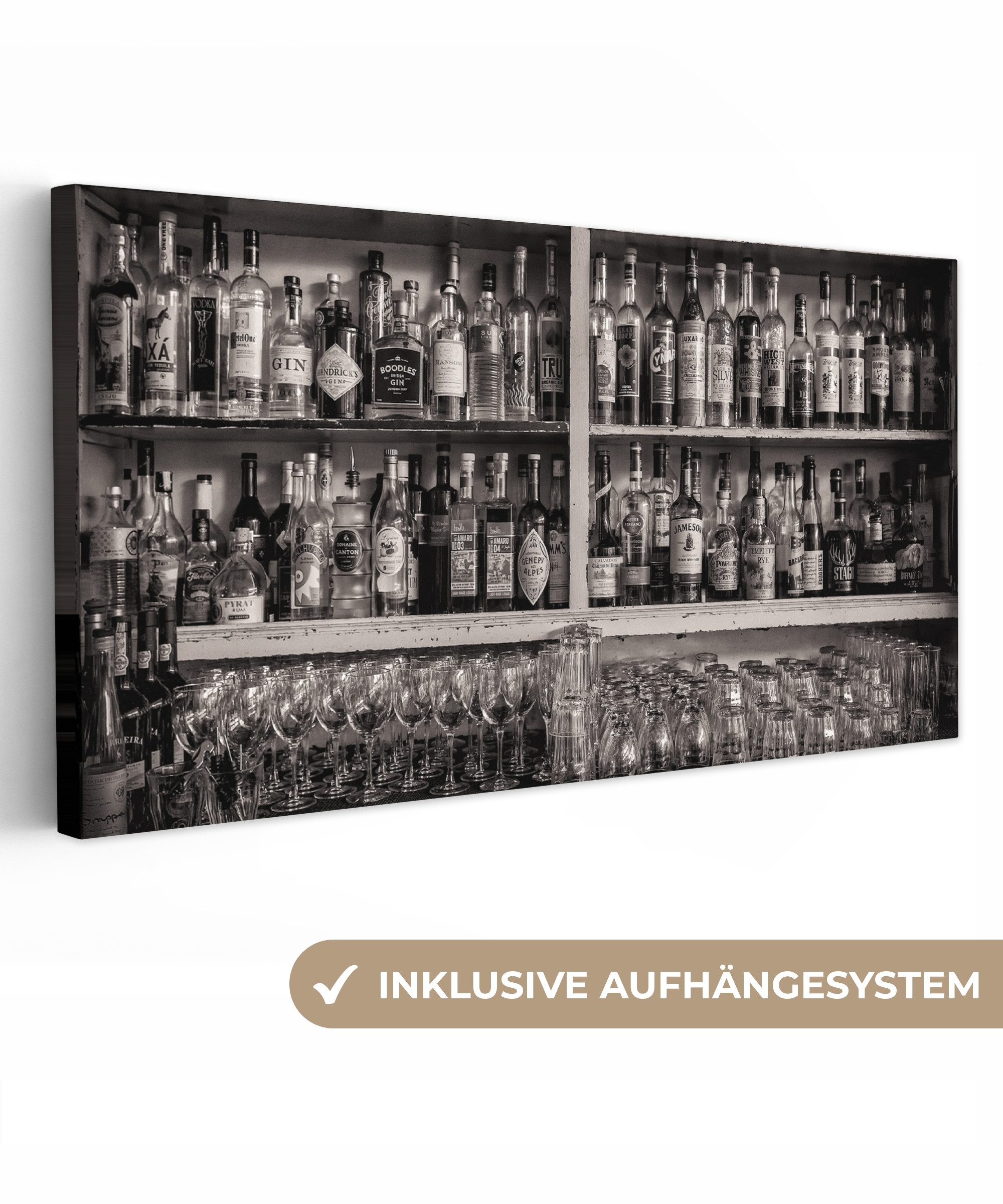 OneMillionCanvasses® Leinwandbild Panorama Bar - Alkohol - Spirituosen - St günstig online kaufen