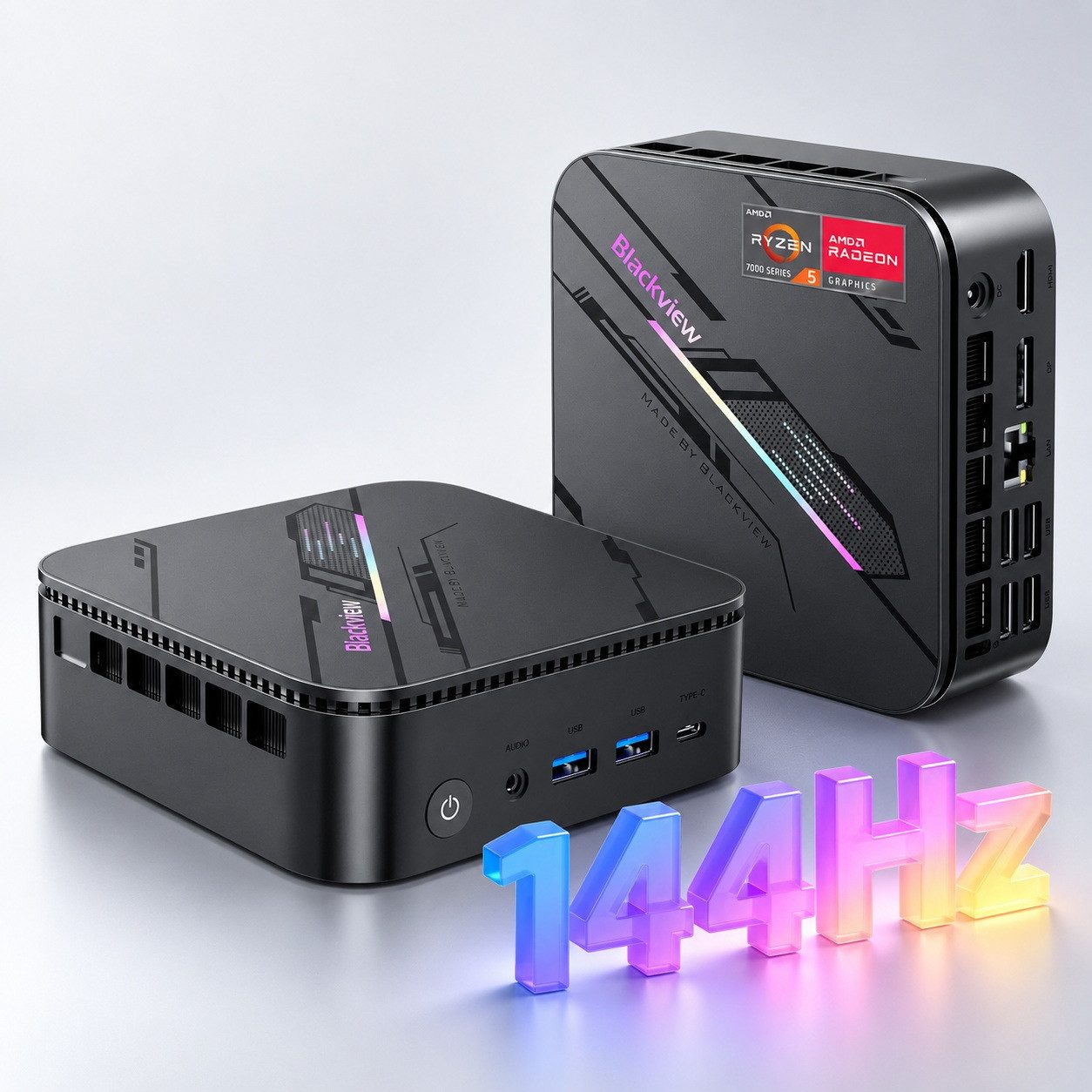 blackview MP100Pro AMD Ryzen 5 7430U(6C/12T), 16 GB DDR4 RAM, 512 GB SSD Mini-PC (AMD Ryzen 5 7430U, 16 GB RAM, 512 GB SSD, Windows 11 Pro, 4K UHD/WiFi 6 gaming PC, HDMI Gigabit Ethernet)