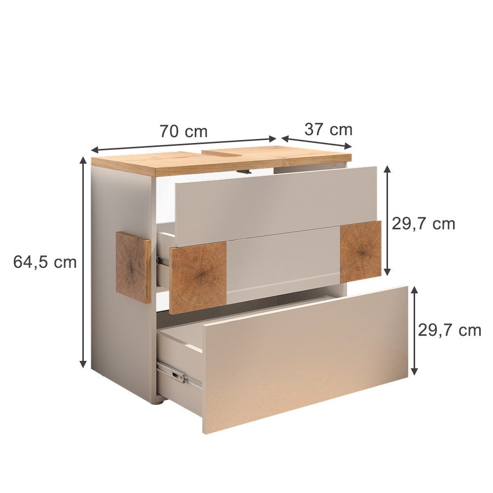 Vicco Waschbeckenunterschrank Eden, Weiß/Artisan-Eiche, 70 x 64.5 cm mit 2 günstig online kaufen