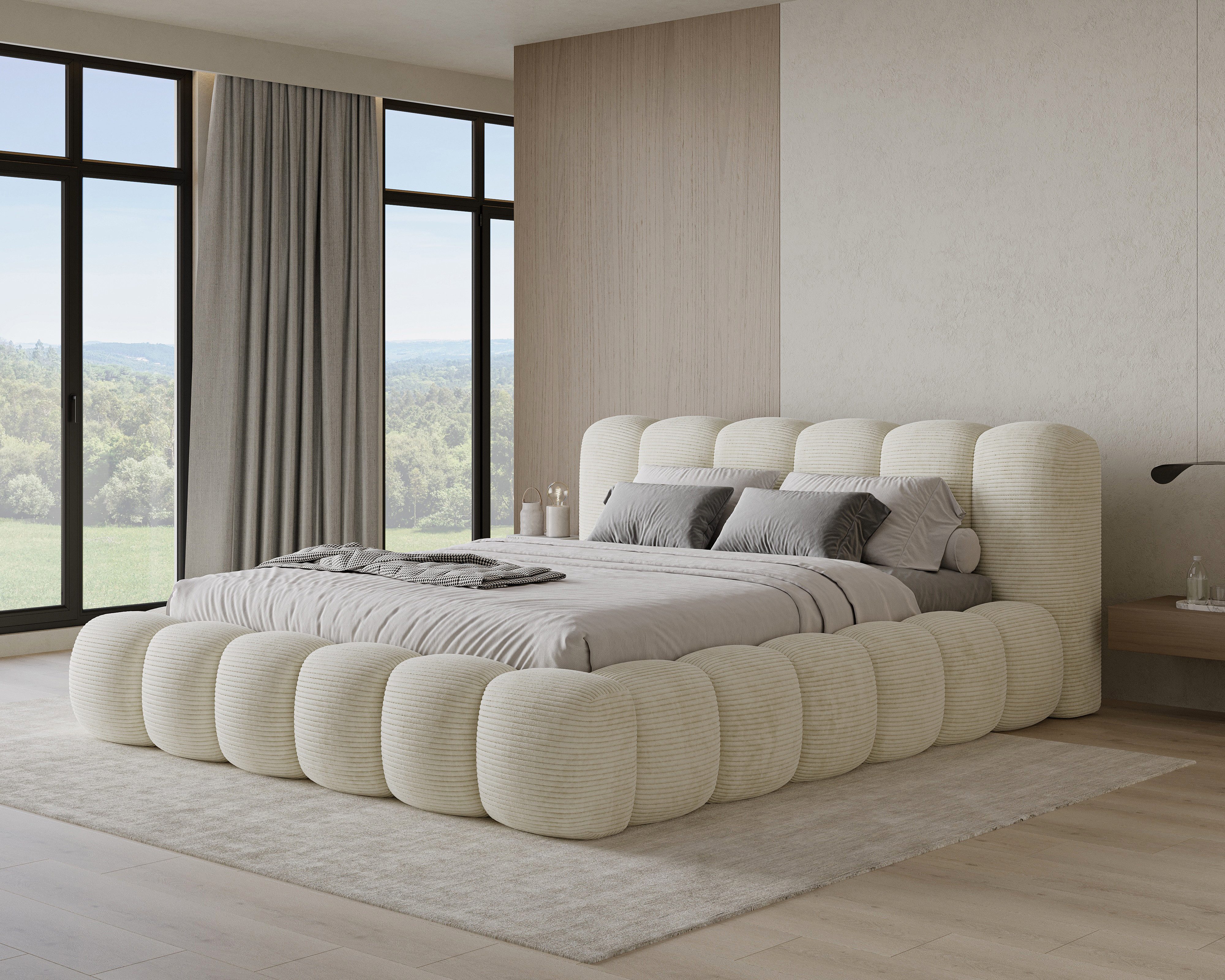 Chilly Möbel Polsterbett Stone Cord Stoff 200x200 cm mit Stauraum Poso 100 günstig online kaufen