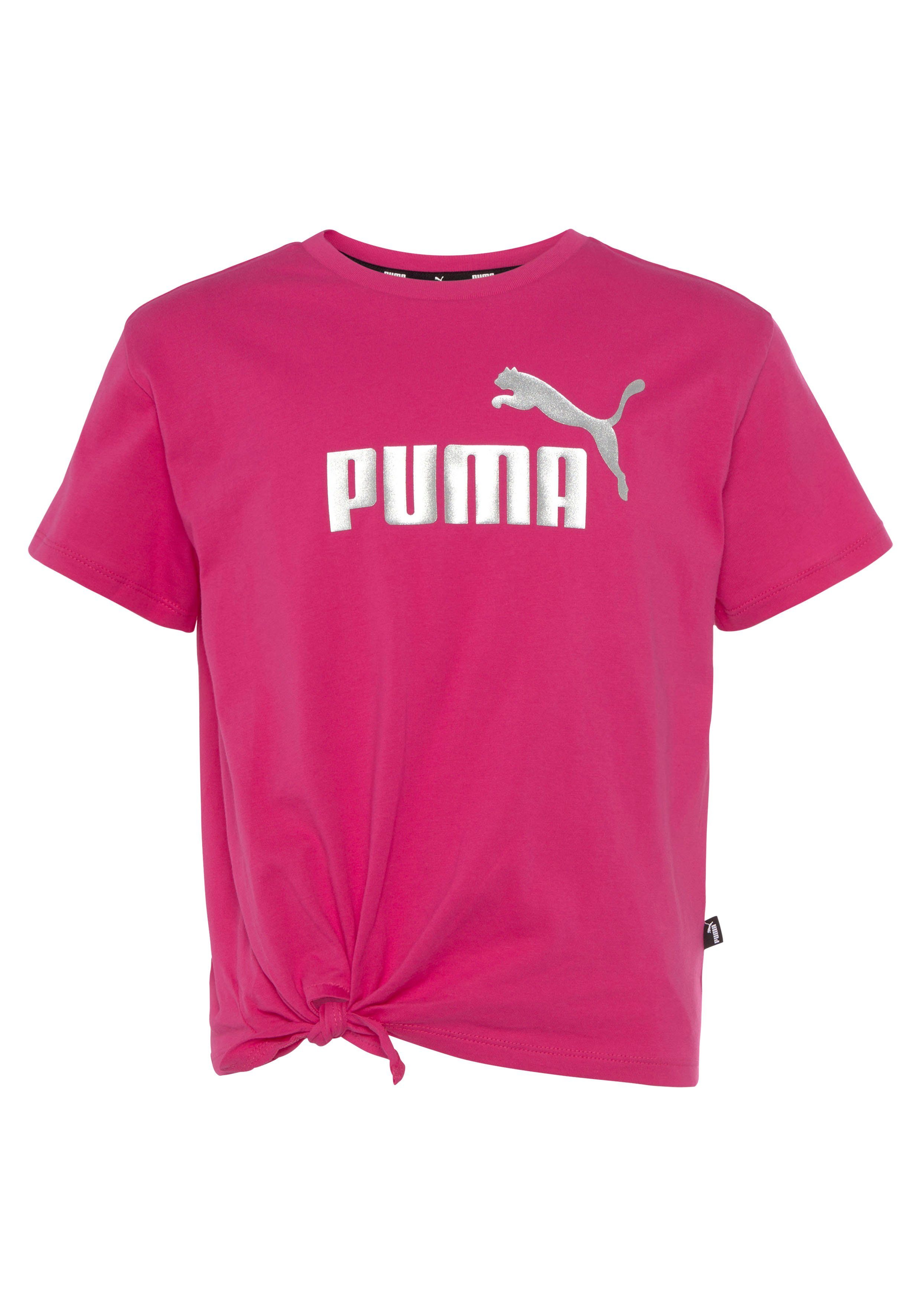 PUMA T-Shirt ESS+ Logo Tee für - fuchsia Knotted Kinder