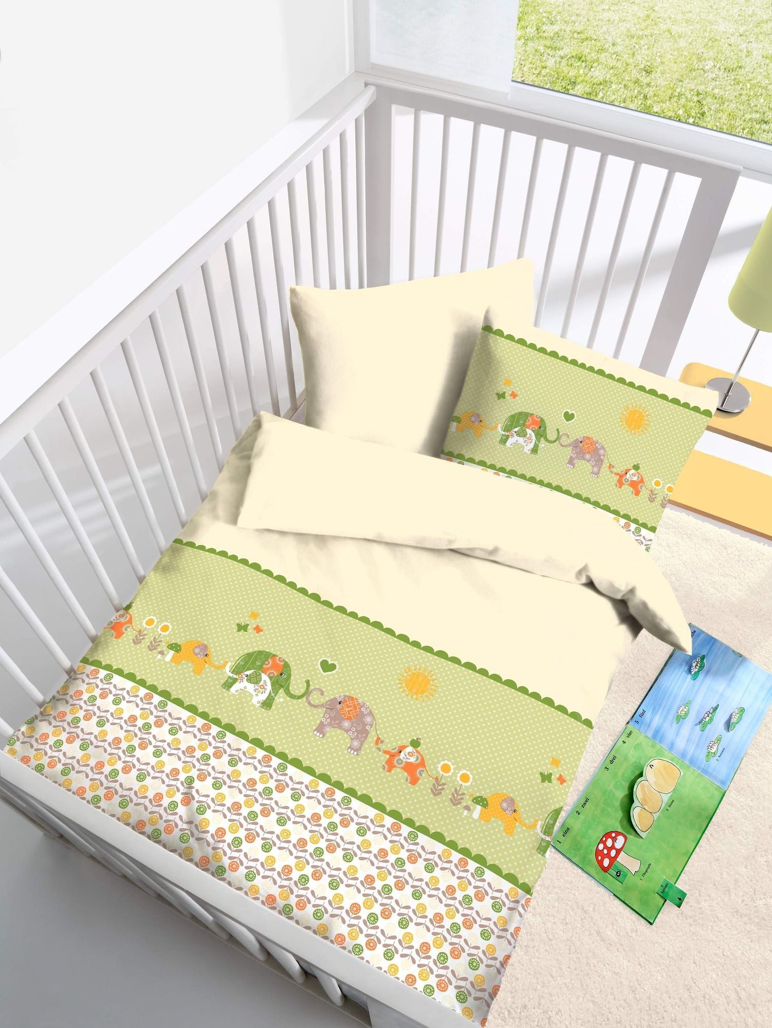 DOBNIG Babybettwäsche Baby Fein Biber Bettwäsche Tiere Safari 100x135 + 40x60 cm Flanell, 2 teilig, Langlebig