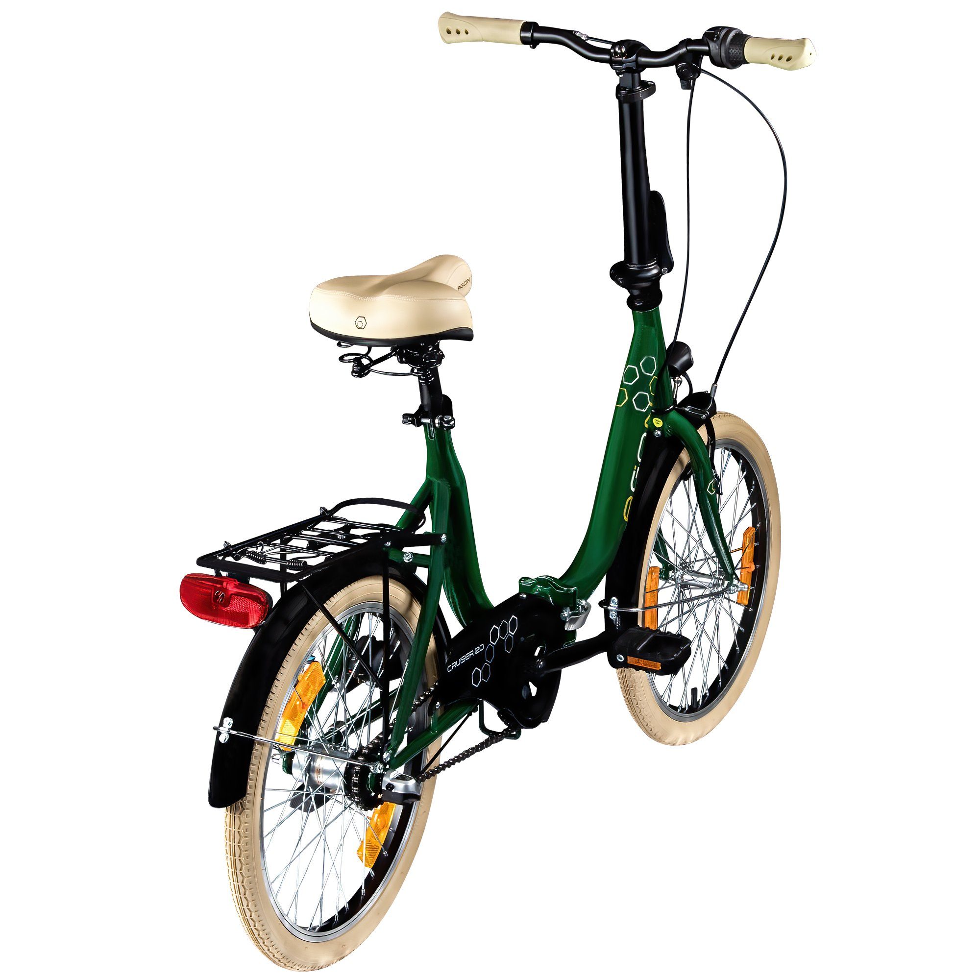 agon® Faltrad Cruiser, 3 Gang, Nabenschaltung, Faltrad Klappfahrrad Gepäckträger Beleuchtung Fahrrad 3-Gang