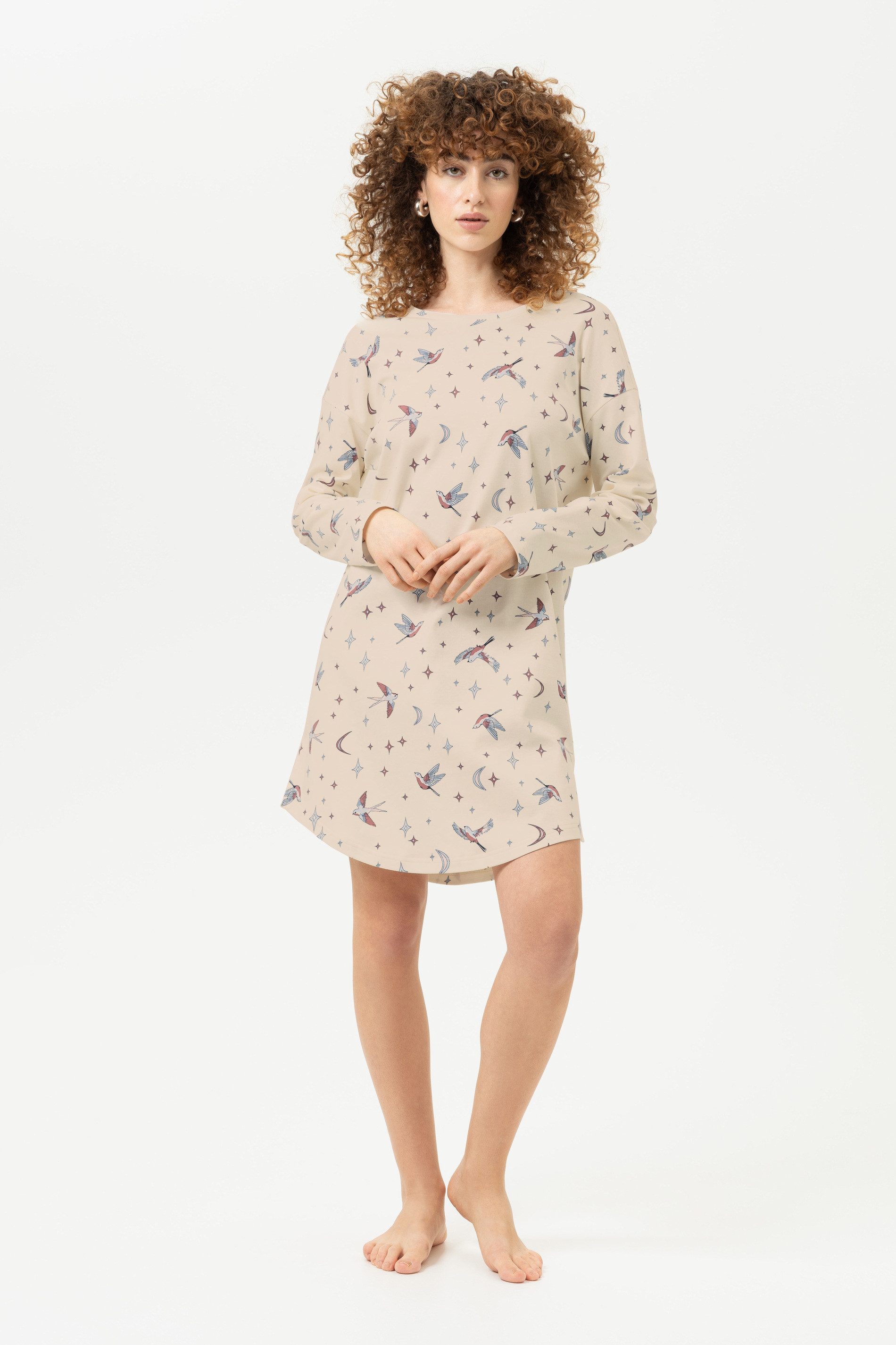 Mey Nachthemd Mey Damen Nachthemd Serie Winter Birds mit Print (1-tlg) Feminines Nachthemd, Gemustert, Interlock, Baumwolle