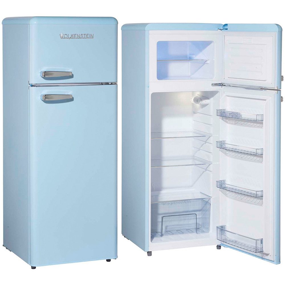 Wolkenstein Kühl-/Gefrierkombination GK212.4RT LB, 145.6 cm hoch, 54.5 cm breit, Kühlschrank Retro blau 211 Liter