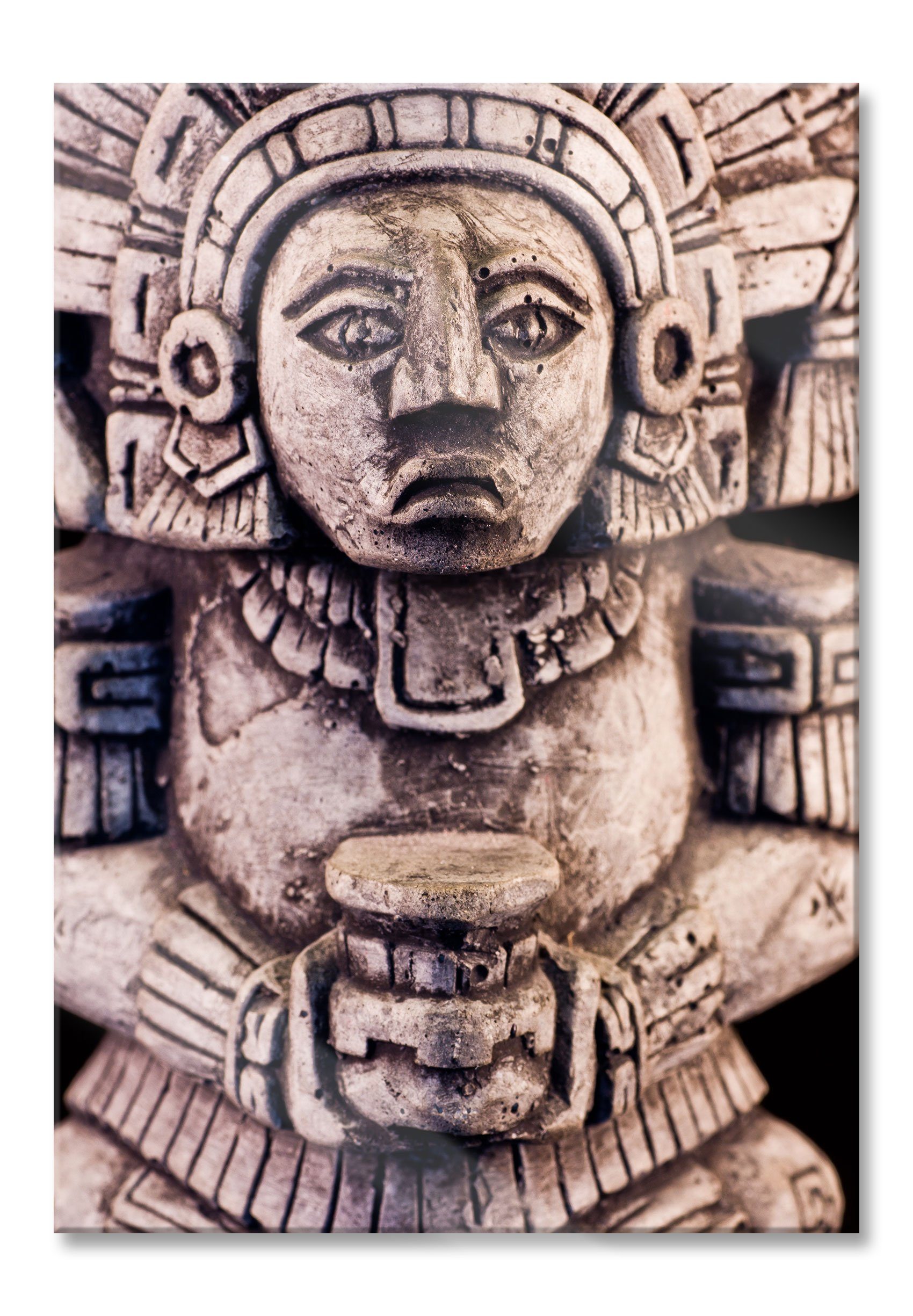 Skulptur Maya und inkl. (1 Skulptur, Glasbild Abstandshalter Maya aus Pixxprint St), kleine Glasbild kleine Echtglas, Aufhängungen