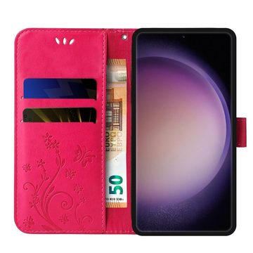 Tec-Expert Handyhülle Cover Tasche Hülle für Samsung Galaxy S23 FE, Klapphülle Case mit Kartenfach Fliphülle aufstellbar, Motiv Blumen