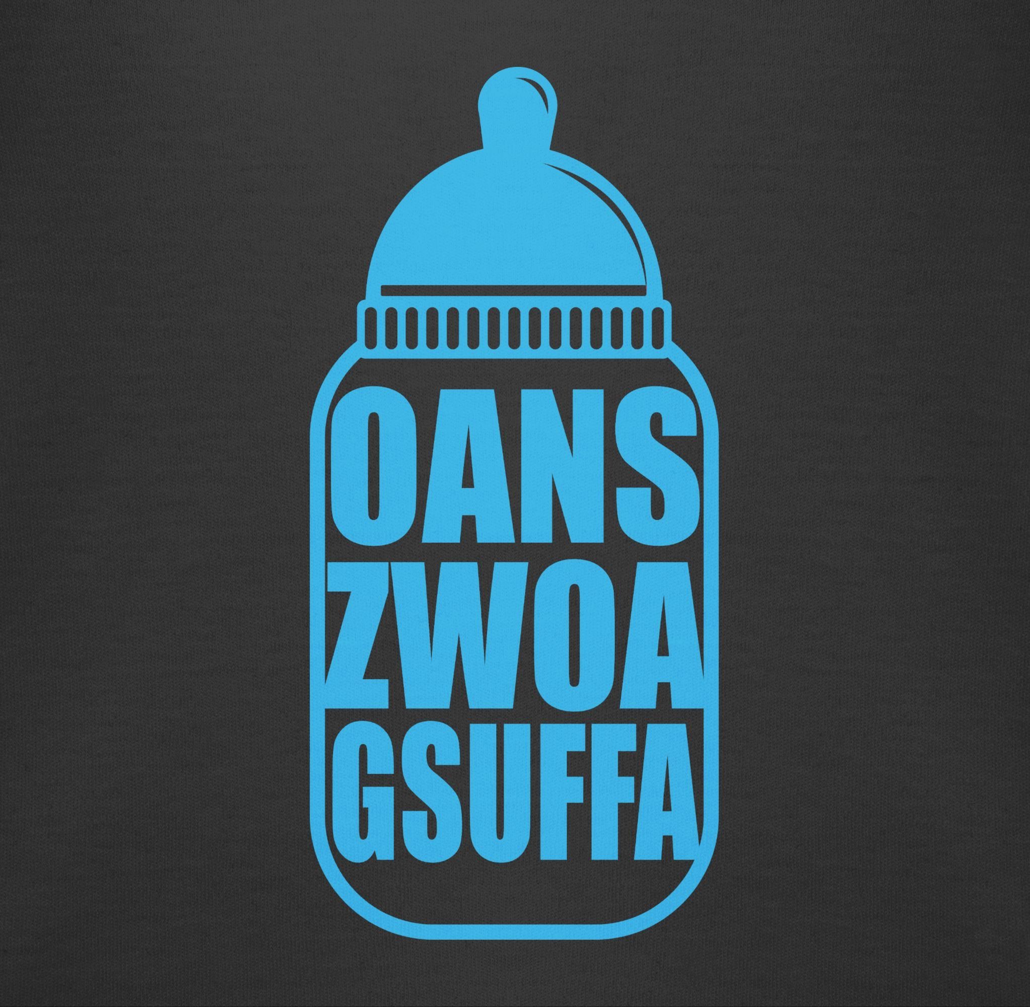Shirtracer Shirtbody Babyflasche blau Mode Gsuffa Oktoberfest Oans Baby für Schwarz 3 Outfit Zwoa