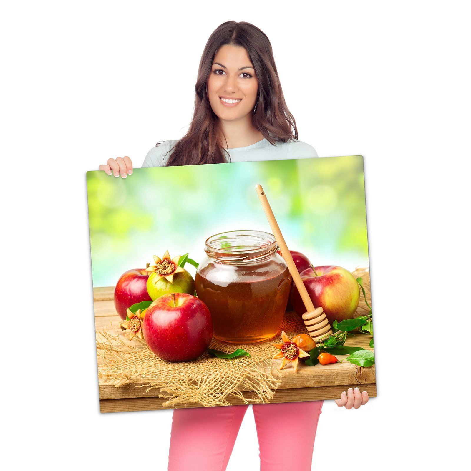 Primedeco Herd-Abdeckplatte Herdabdeckplatte aus Apfel (1 Spritzschutz Glas Glas, tlg) im Honig und Grünen
