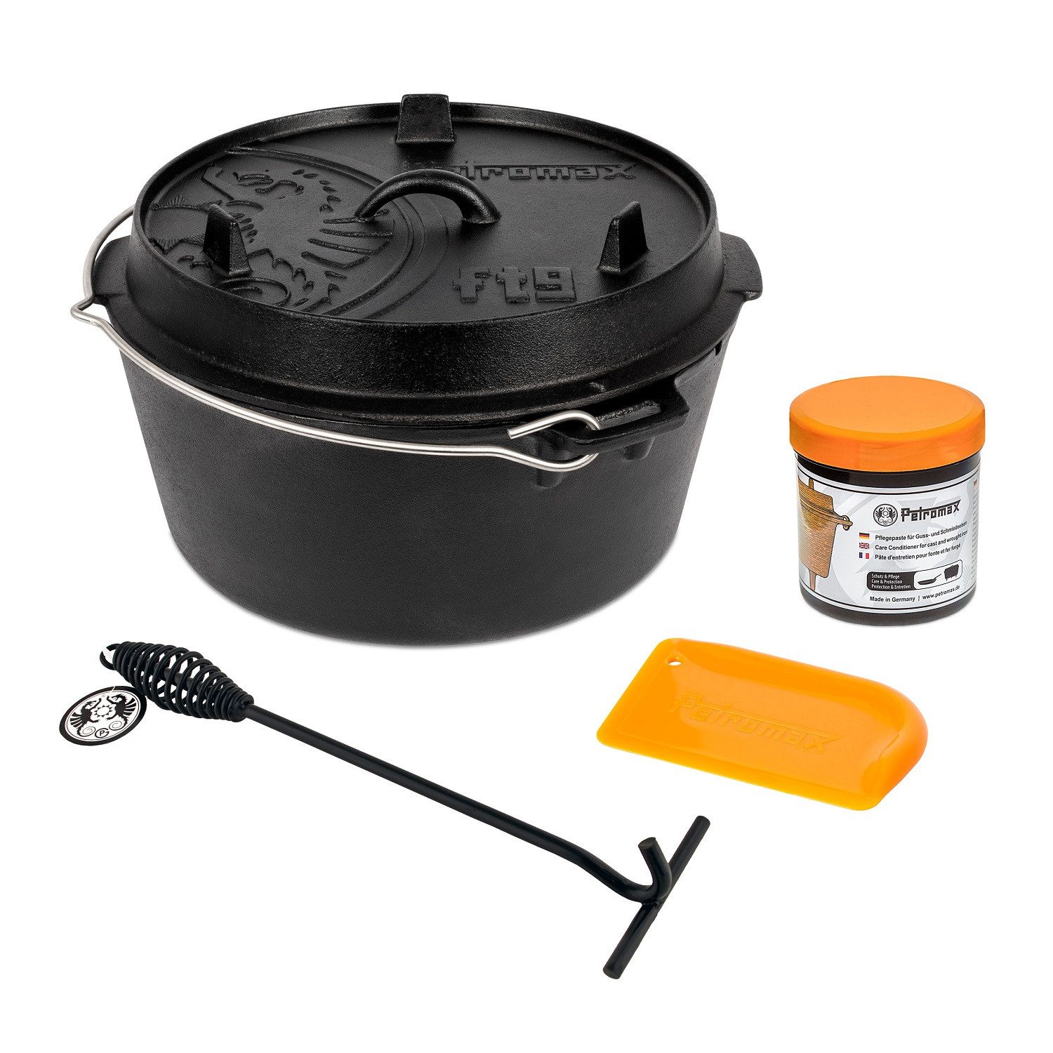 Petromax Topf-Set Petromax Feuertopf Dutch Oven Set Pflegepaste Deckelheber FT9