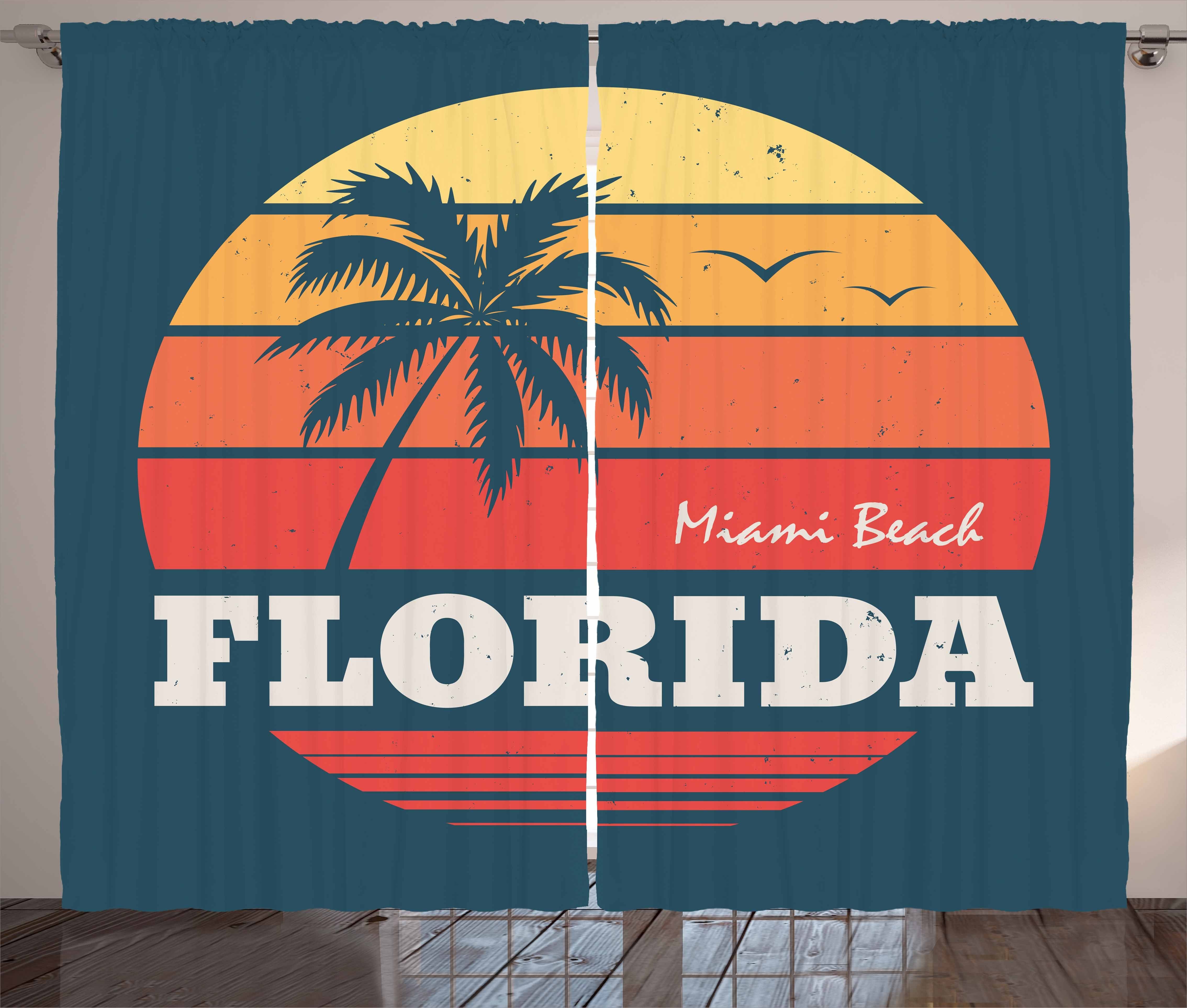 Gardine Schlafzimmer Kräuselband Vorhang mit Schlaufen und Haken, Abakuhaus, Florida Abstrakt Miami Sunset