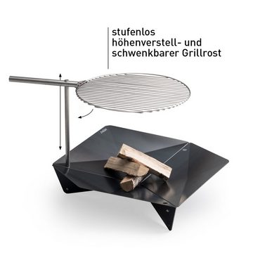 höfats Grillrost TRIPLE (Zubehör für CUBE Feuerschale, höhenverstellbar und schwenkbar, verwandelt TRIPLE Feuerschale in einen Grill), Rost mit Ø 6 mm-Stäben