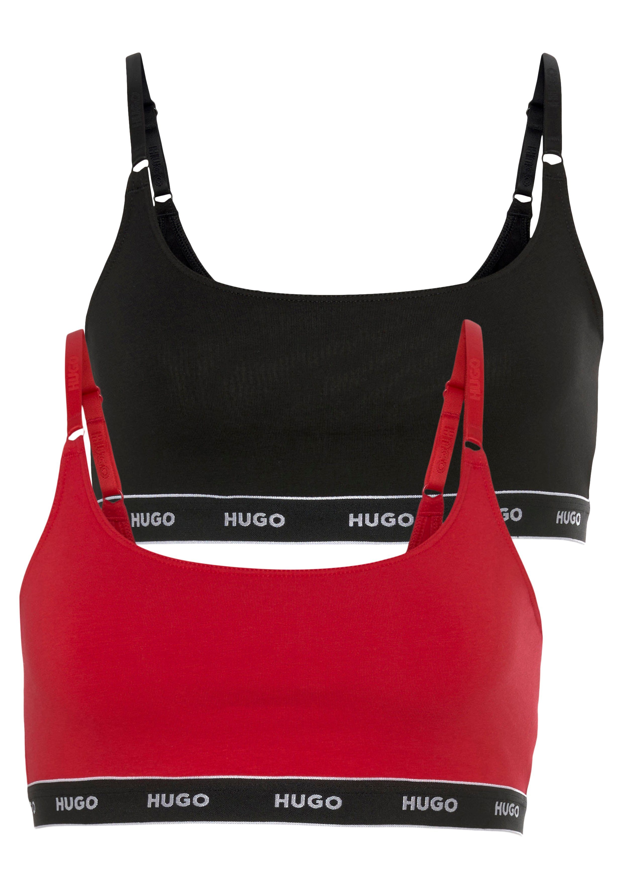 HUGO Bralette-BH TWIN BRALETTE STRIPE (Packung, 2-tlg) mit verstellbaren Logo-Trägern open_red644
