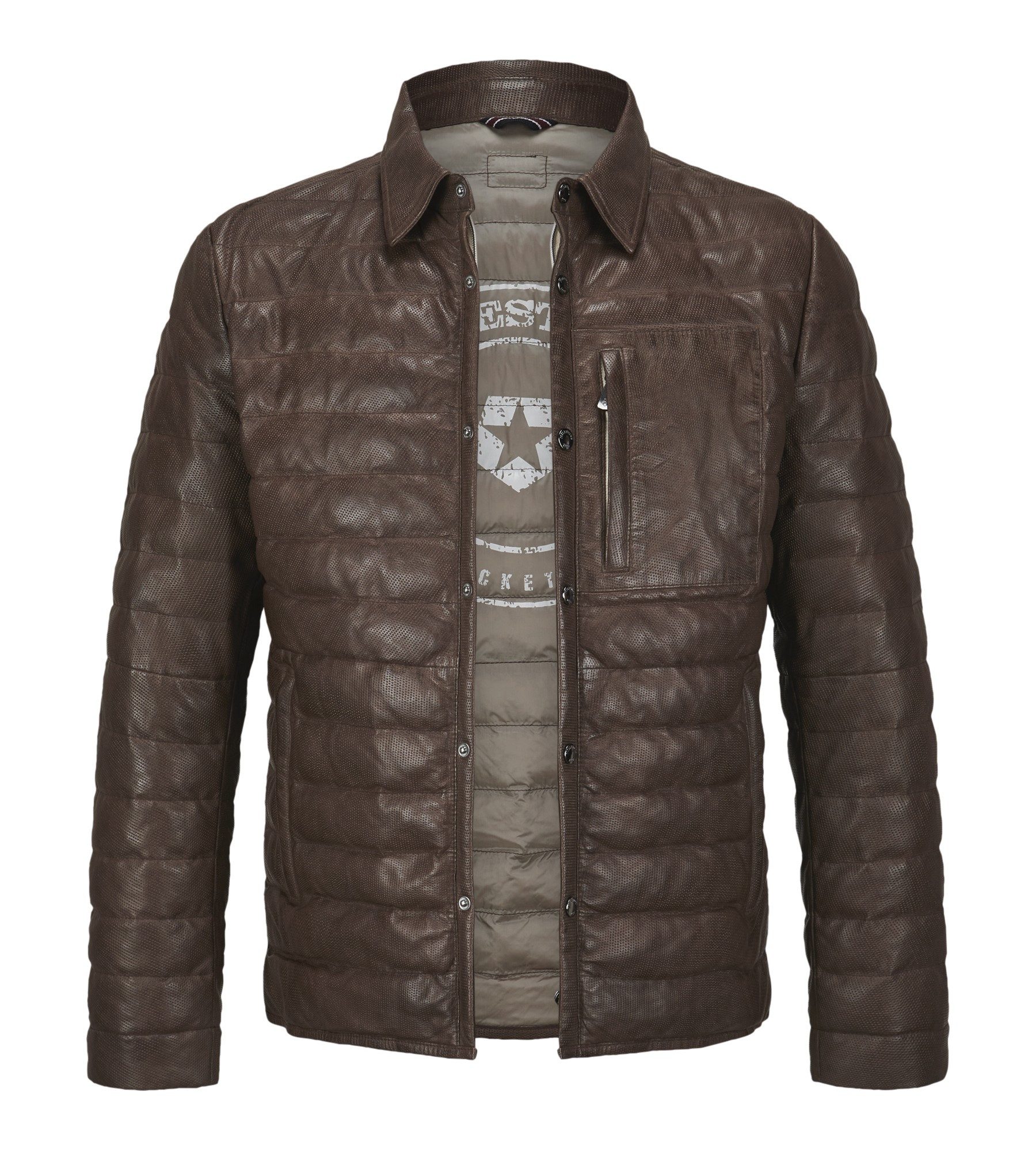 Milestone Lederjacke MSBenny Perforiertes Nappaleder mit leichter Sorona Isolierung