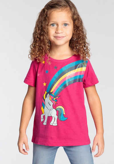 KIDSWORLD T-Shirt Einhorn mit Regenbogen für kleine Mädchen