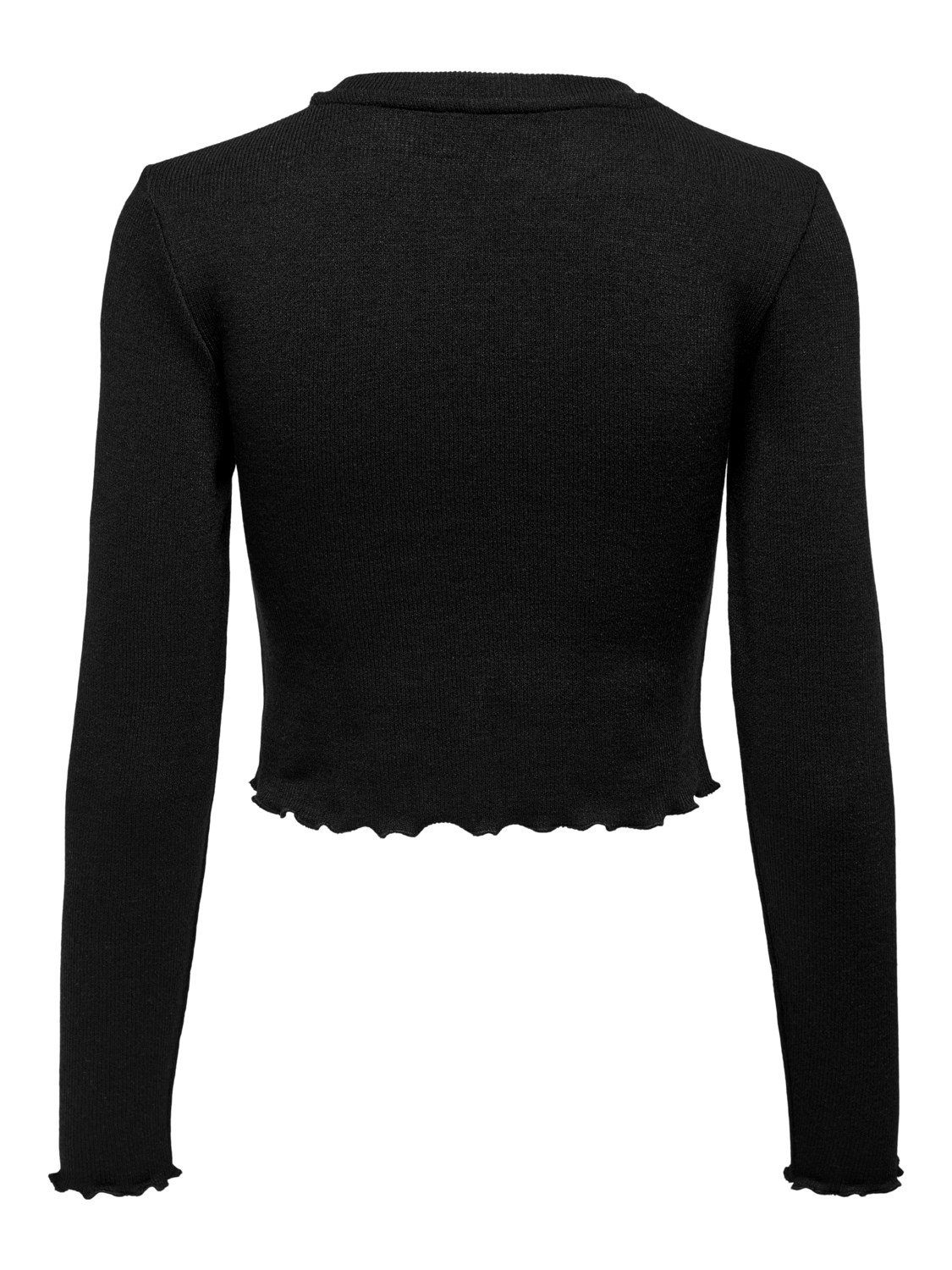 Volant Longsleeve Oberteil Top mit 6763 black Rüschen ONLY Shirt in T-Shirt Schwarz Cropped