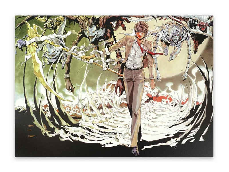 GalaxyCat Poster Hochwertiges Death Note Wandbild auf Hartschaumplatte, Poster 30x42cm, Light Yagami, Light Yagami Wandbild auf Hartschaumplatte