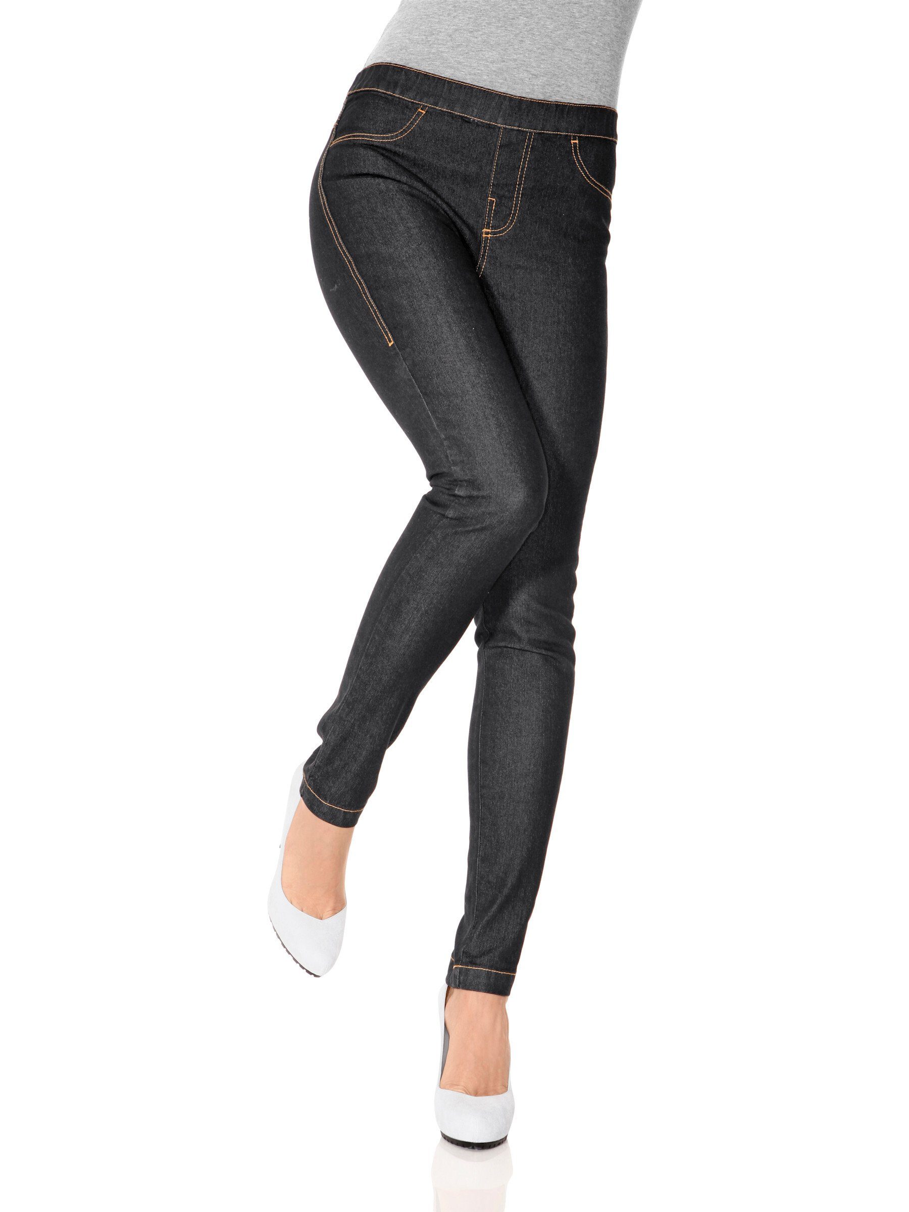 heine Jerseyhose Innenbeinlänge ca. 71 cm black denim