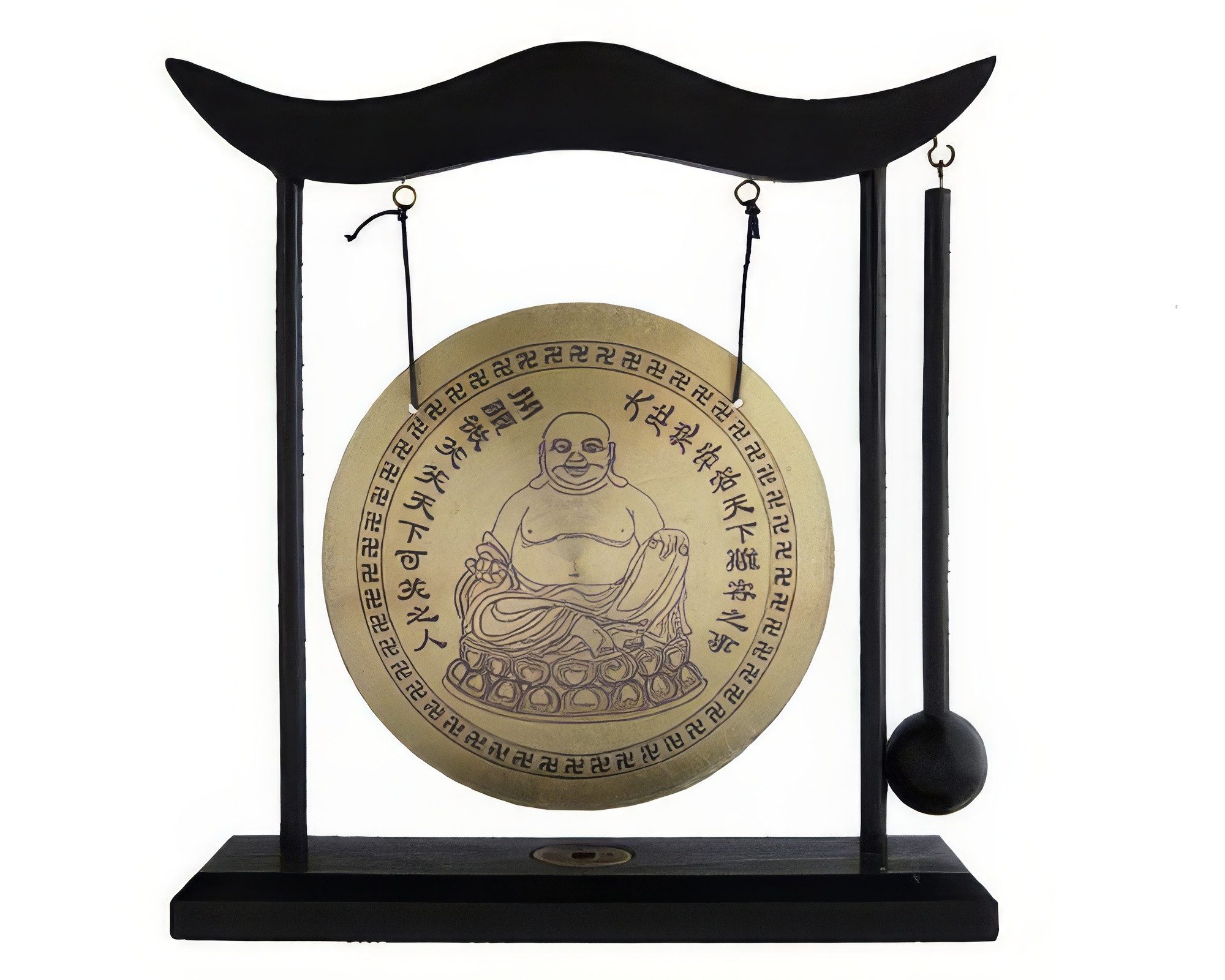Yudu Dekofigur Tisch-Gong Holzständer Tischgong Fengshui inkl.Schlegel