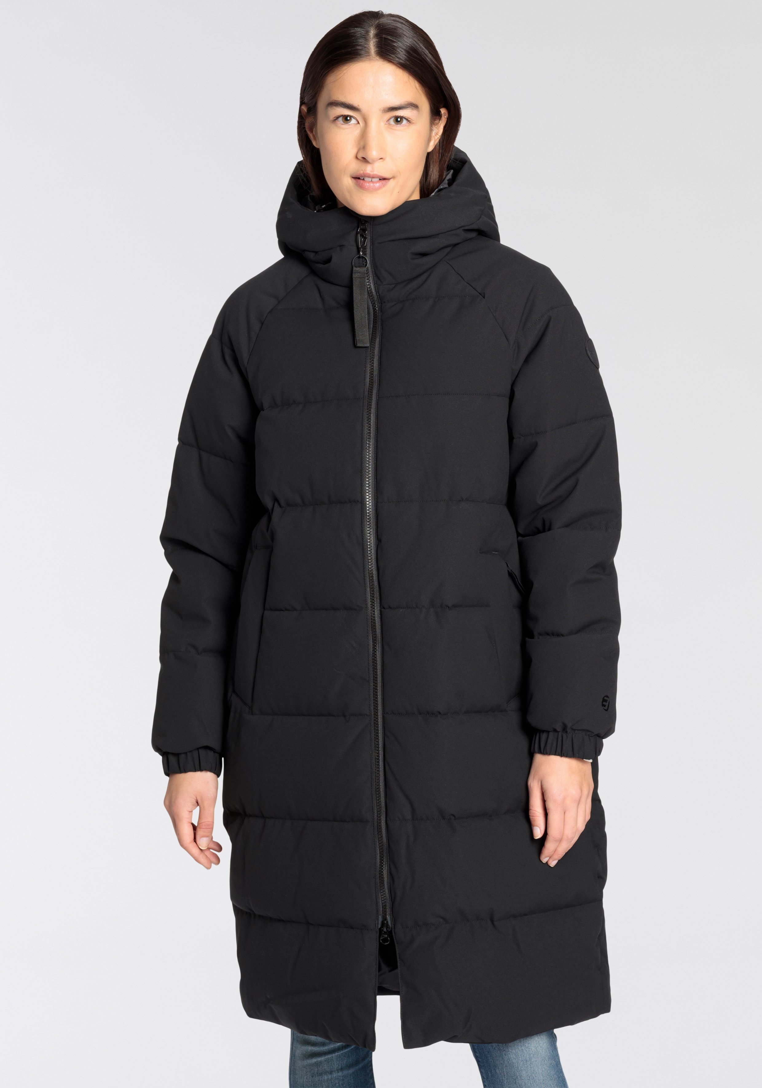 Icepeak Steppmantel D OVERSIZE BLACK am dezentem Logodruck ADATA STEPPMANTEL mit Ärmelabschluss