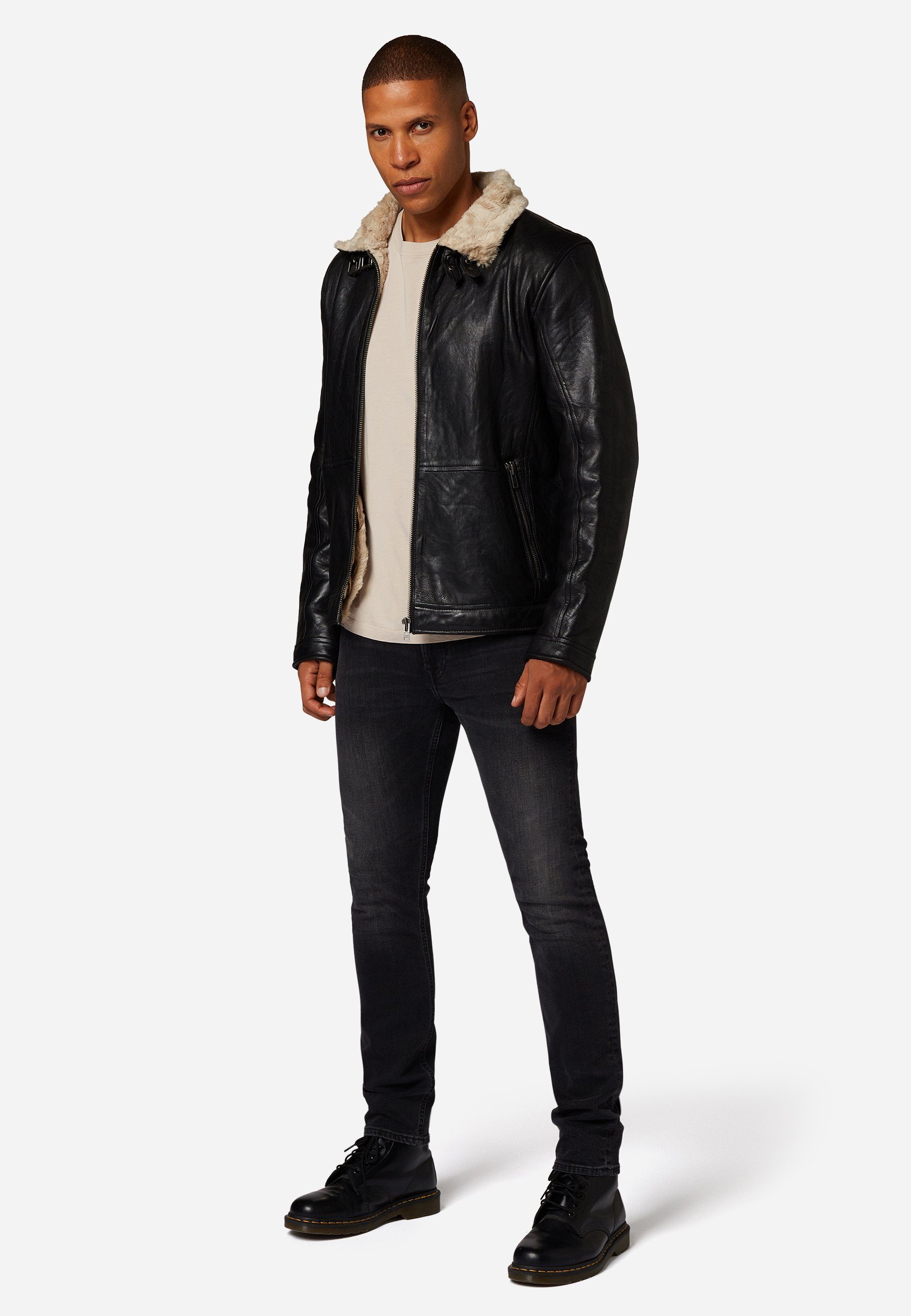 RICANO Lederjacke Arthur Lederjacke mit Fellkragen günstig online kaufen