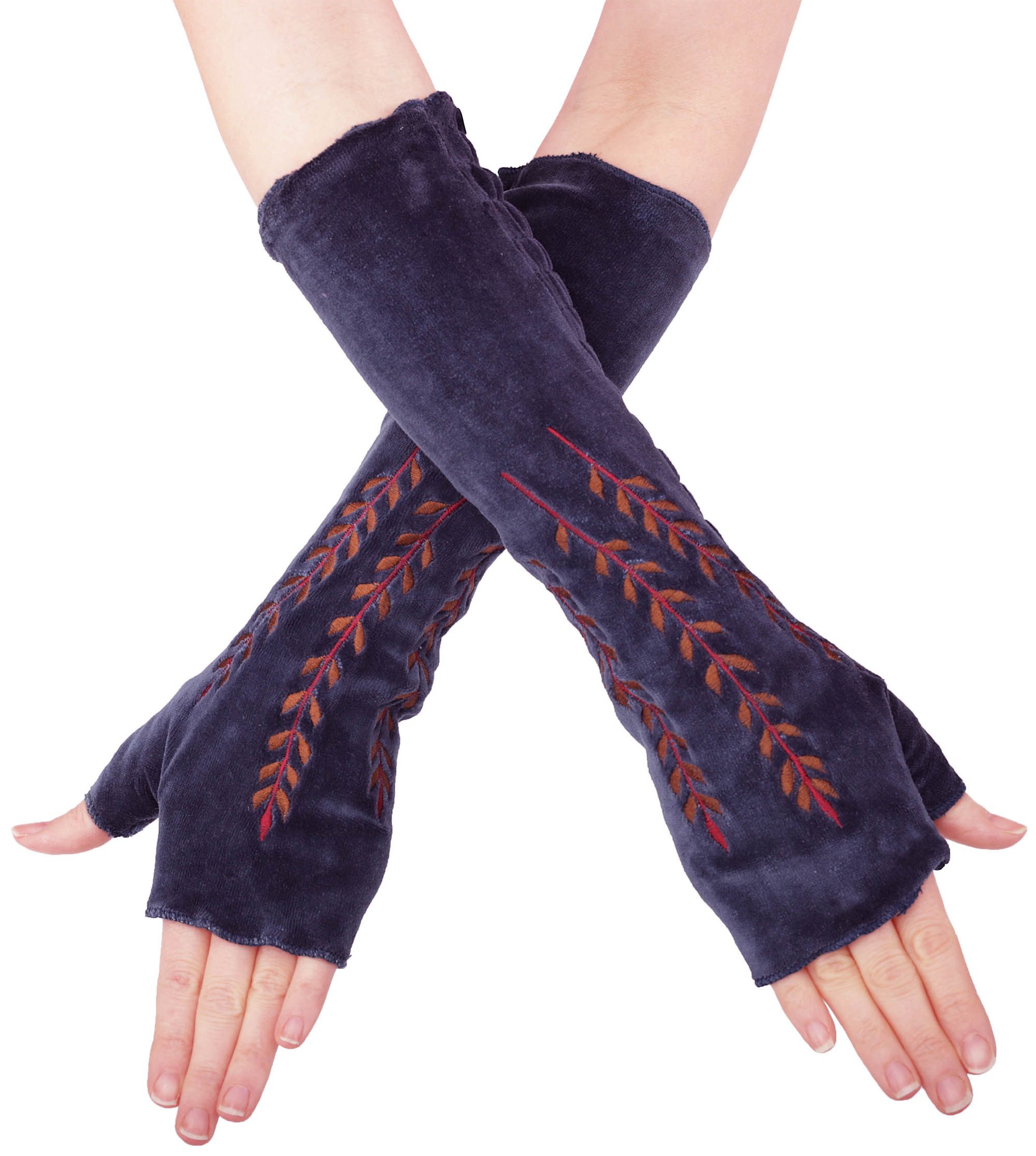 Armstulpen Bestickte Armstulpen aus Samt, Pulswärmer Handstulpen hw14 Blau