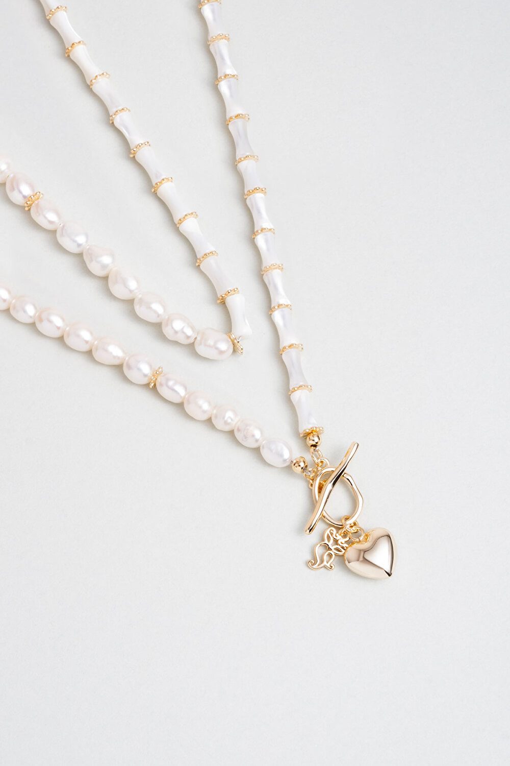 So CHIC... Kette mit Einhänger Verborgene Liebe 18K Gold-Plattierte Perlenkette