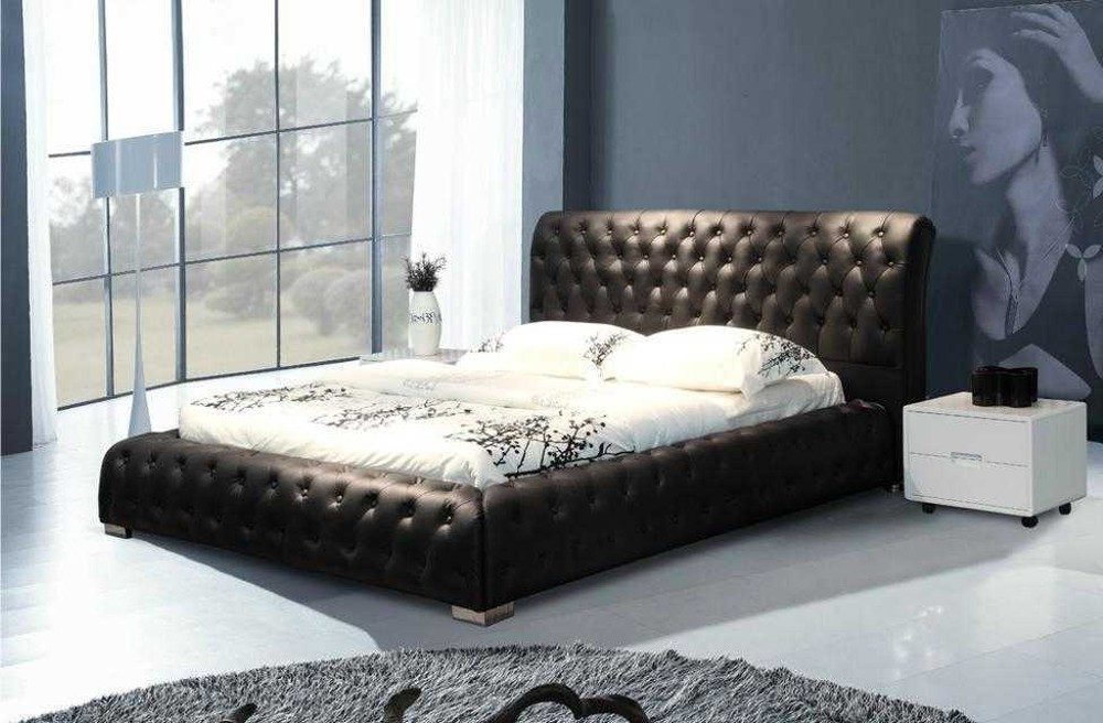 Polsterbett Chesterfield Polsterbett aus Leder und Textil in elegantem Design