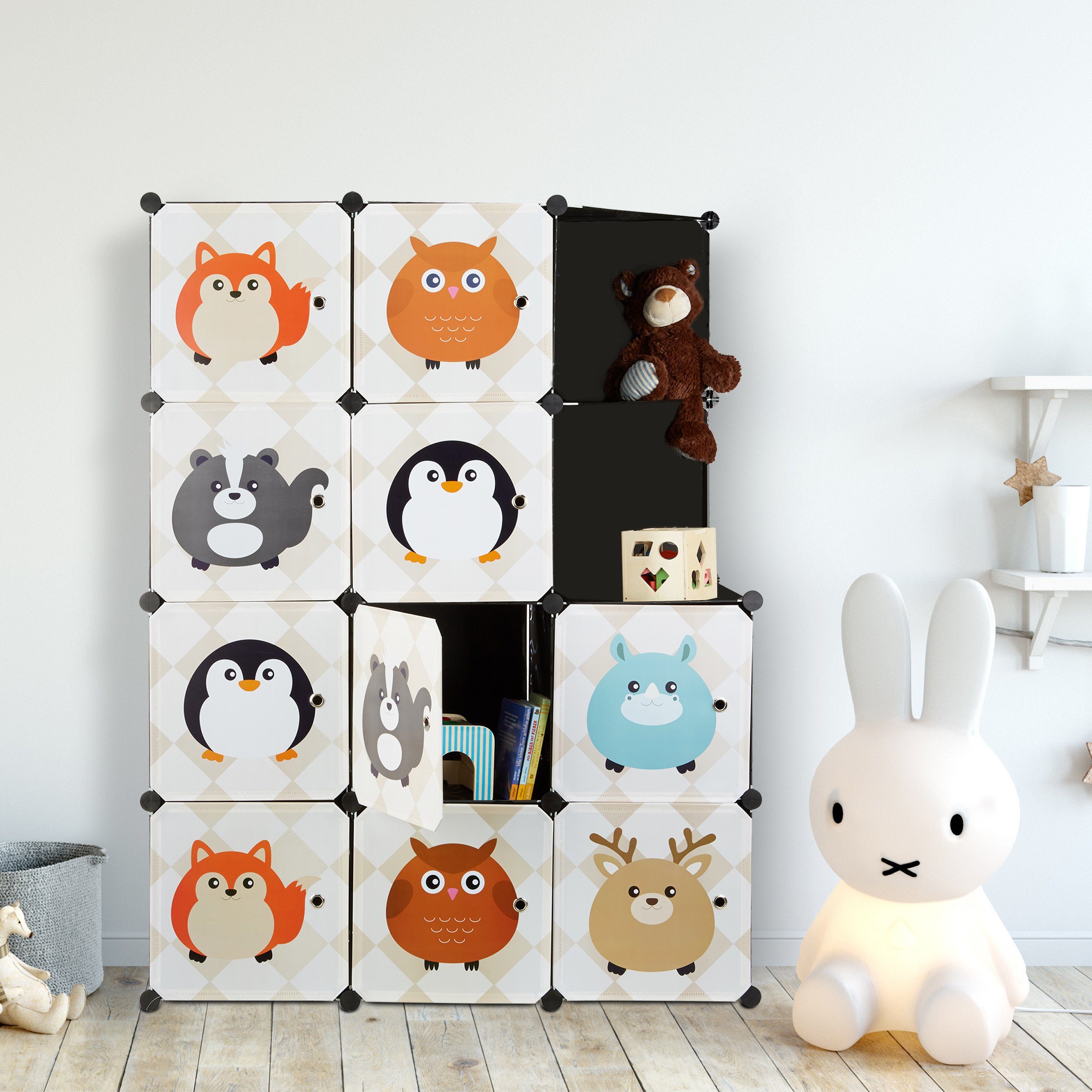 relaxdays Steckregal Kinderzimmer mit Tiermotiven, 88-tlg. – Bild 3 von 5