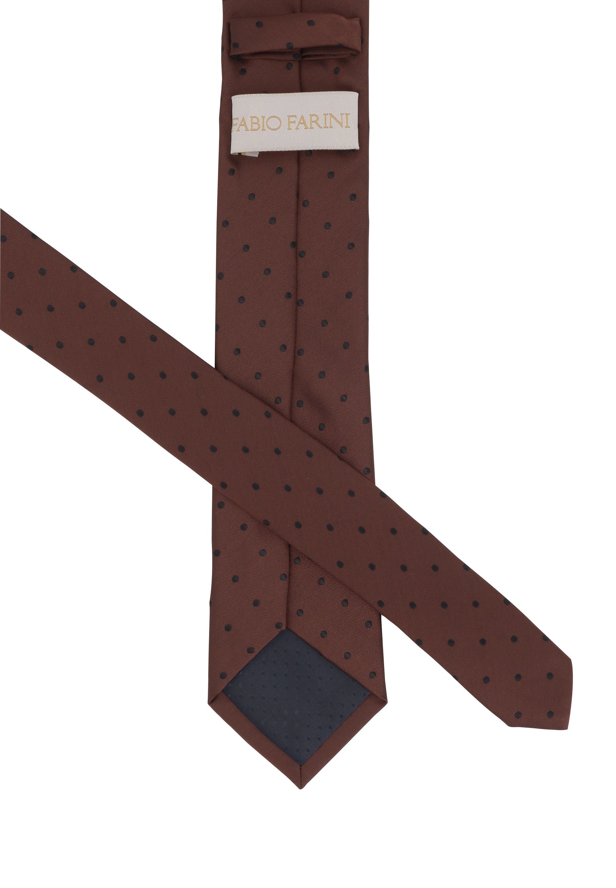 Schlips Punkten - (Schwarz) Fabio (6cm), Krawatten Herren (ohne 6cm Breite Schmal Gepunktet) in Braun mit Farini Box, verschiedene Krawatte