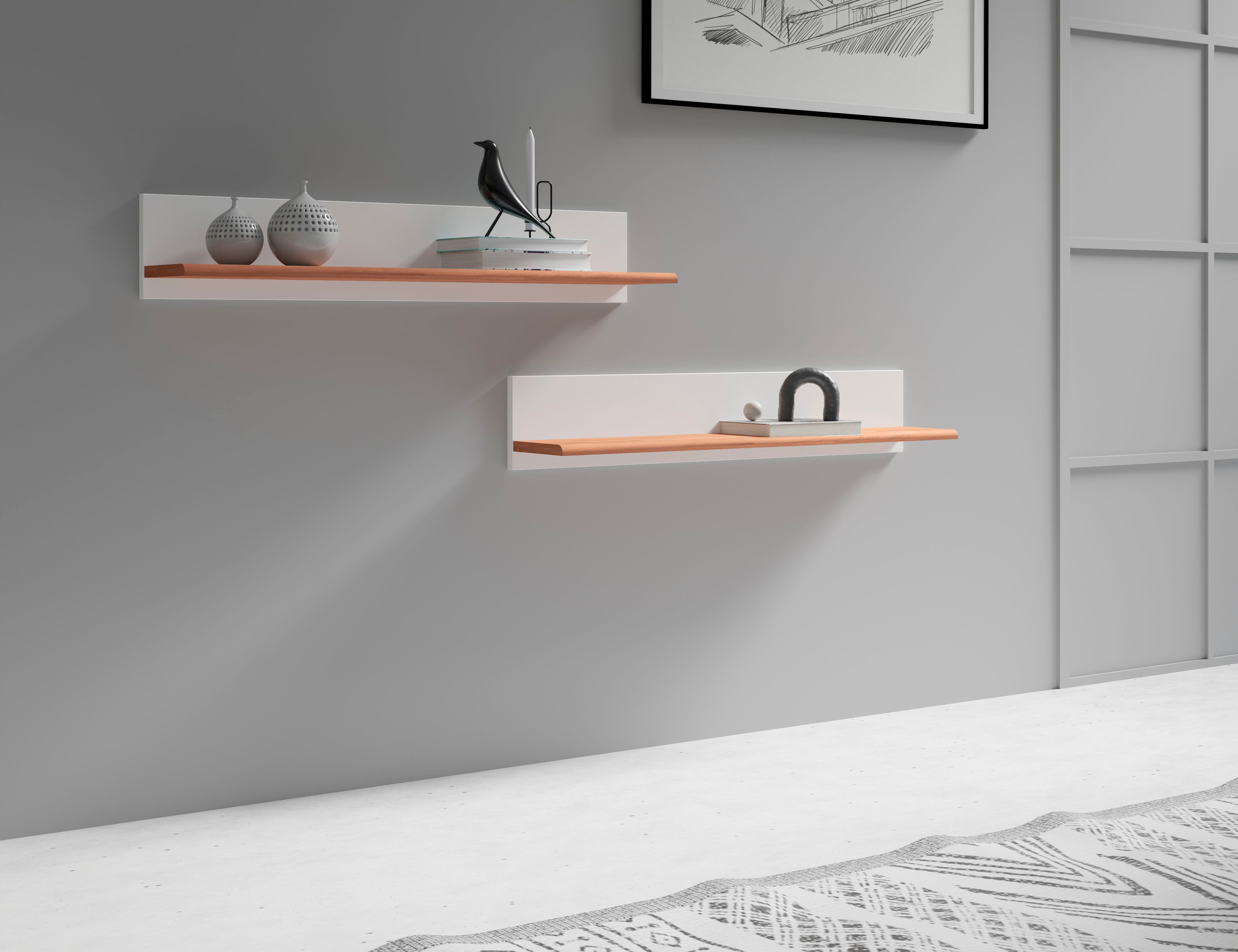 Home affaire Wandregal Ribe,2er Set,teilmassiv mit massiver Ablagefläche, B günstig online kaufen