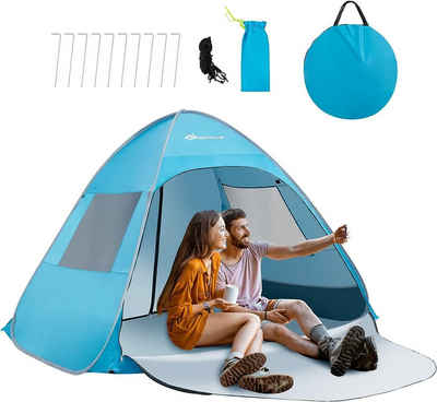 KOMFOTTEU Wurfzelt Pop-up-Strandzelt, UPF 50+ Sonnenschutz-Zelt, für 2–4 Personen