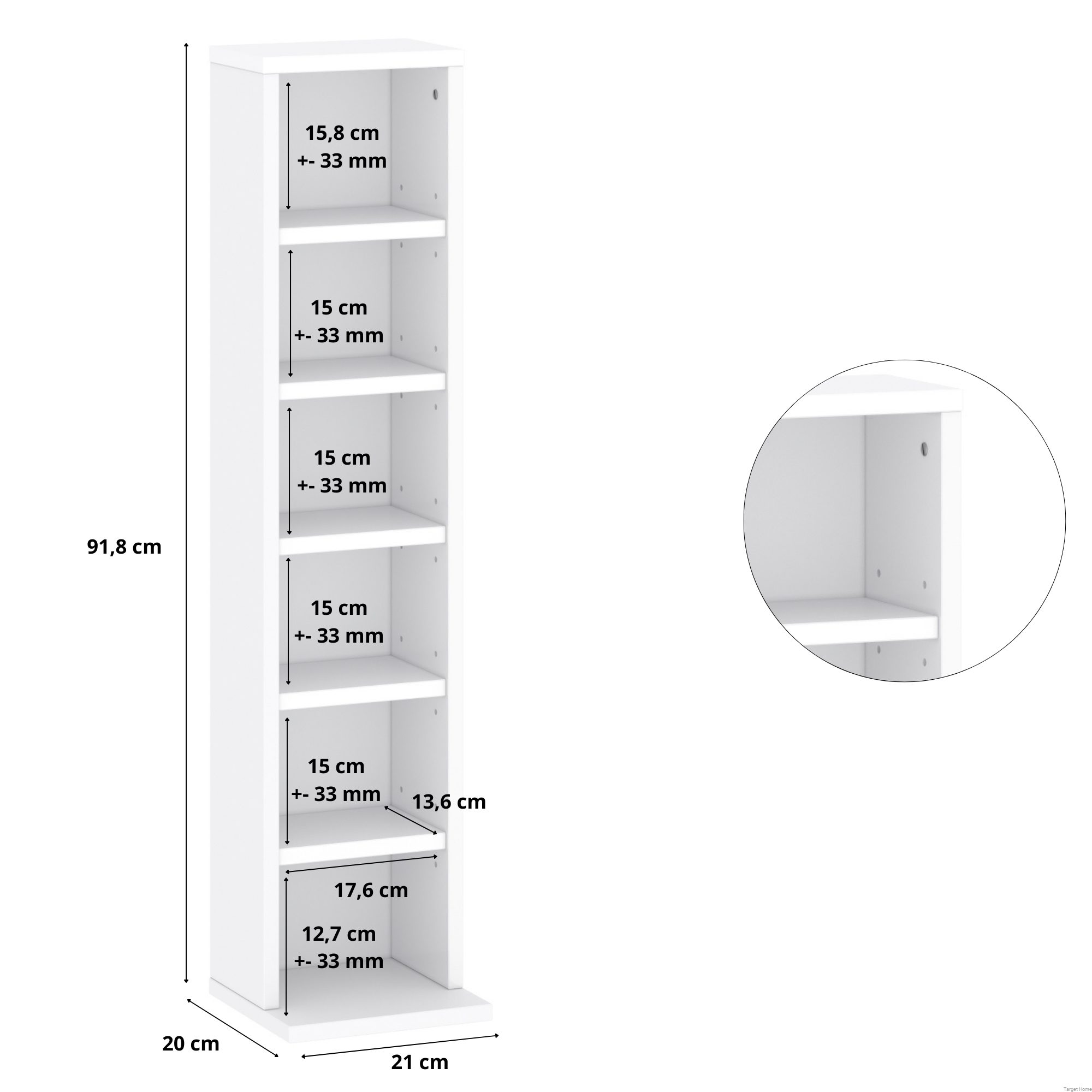 TARGET HOME CD-Regal Platzsparendes Aufbewahrungsregal für Flur und Büro 102 CDs, 36 DVDs
