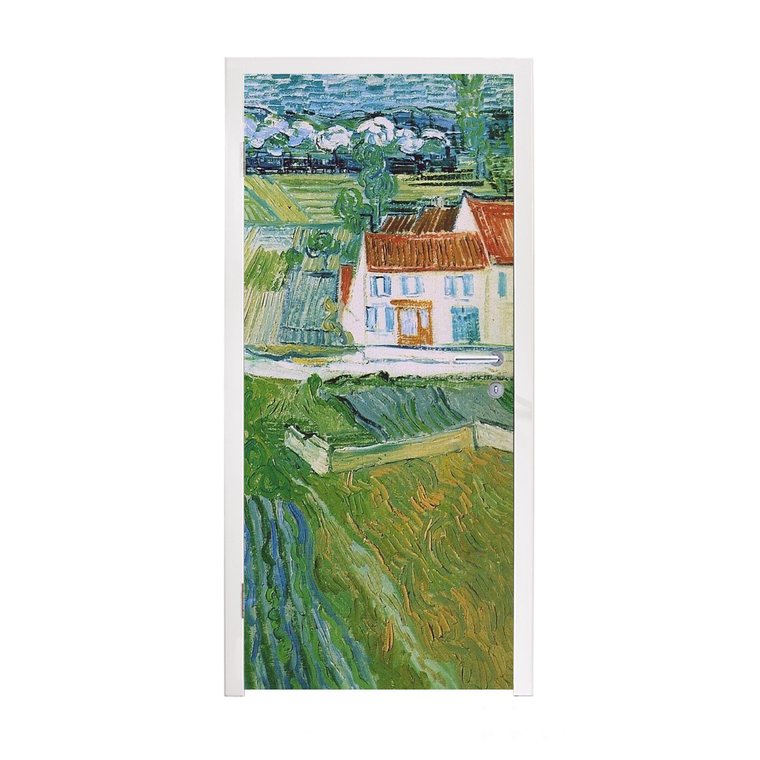 Tür, MuchoWow (1 Fototapete mit bedruckt, Gogh, Türaufkleber, Zug Türtapete Landschaft Matt, van für 75x205 Vincent St), - Kutsche cm und