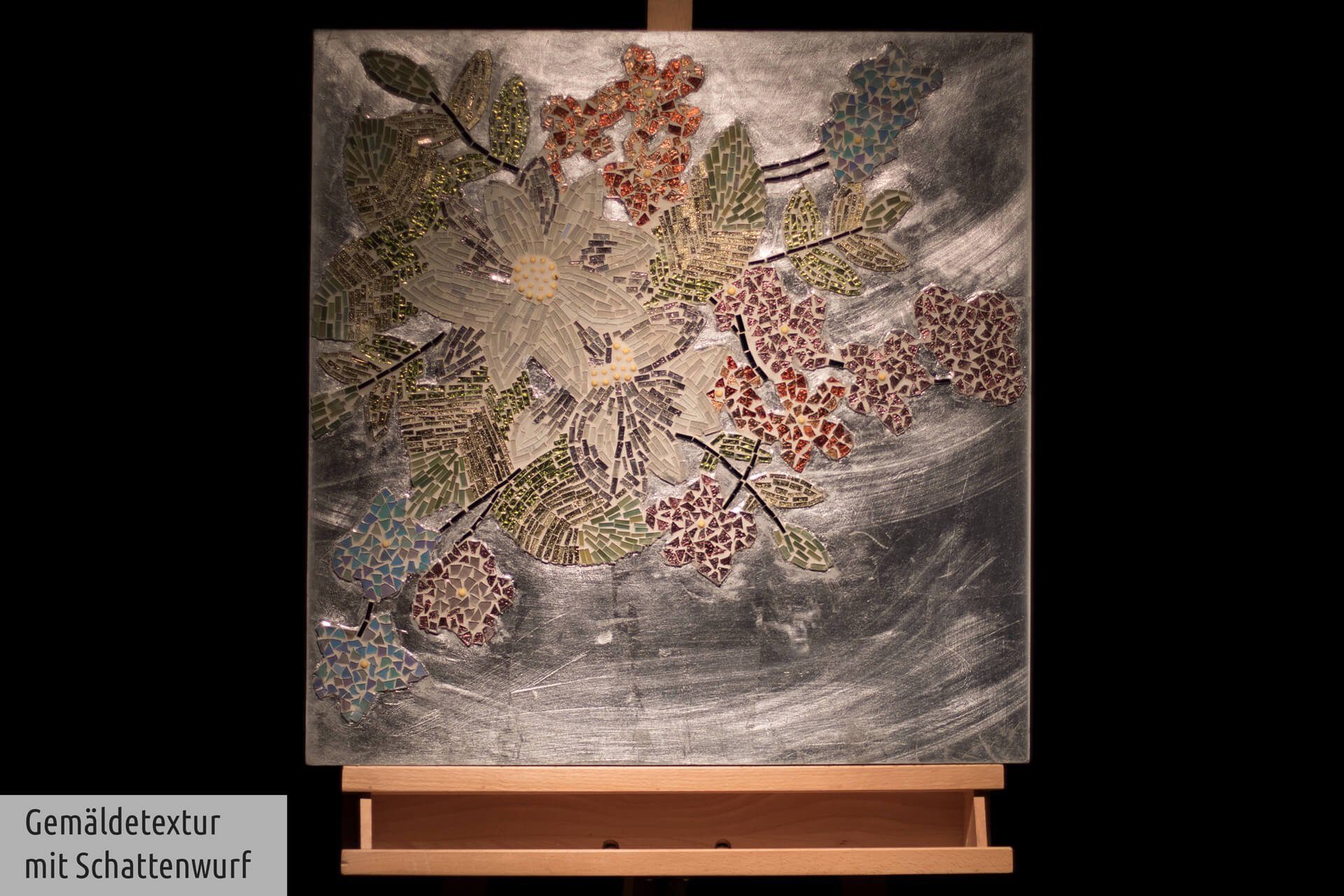 Wandbild Blooms Wandrelief Glas KUNSTLOFT aus Wondrous Mosaik 61x61 cm, handgefertiges